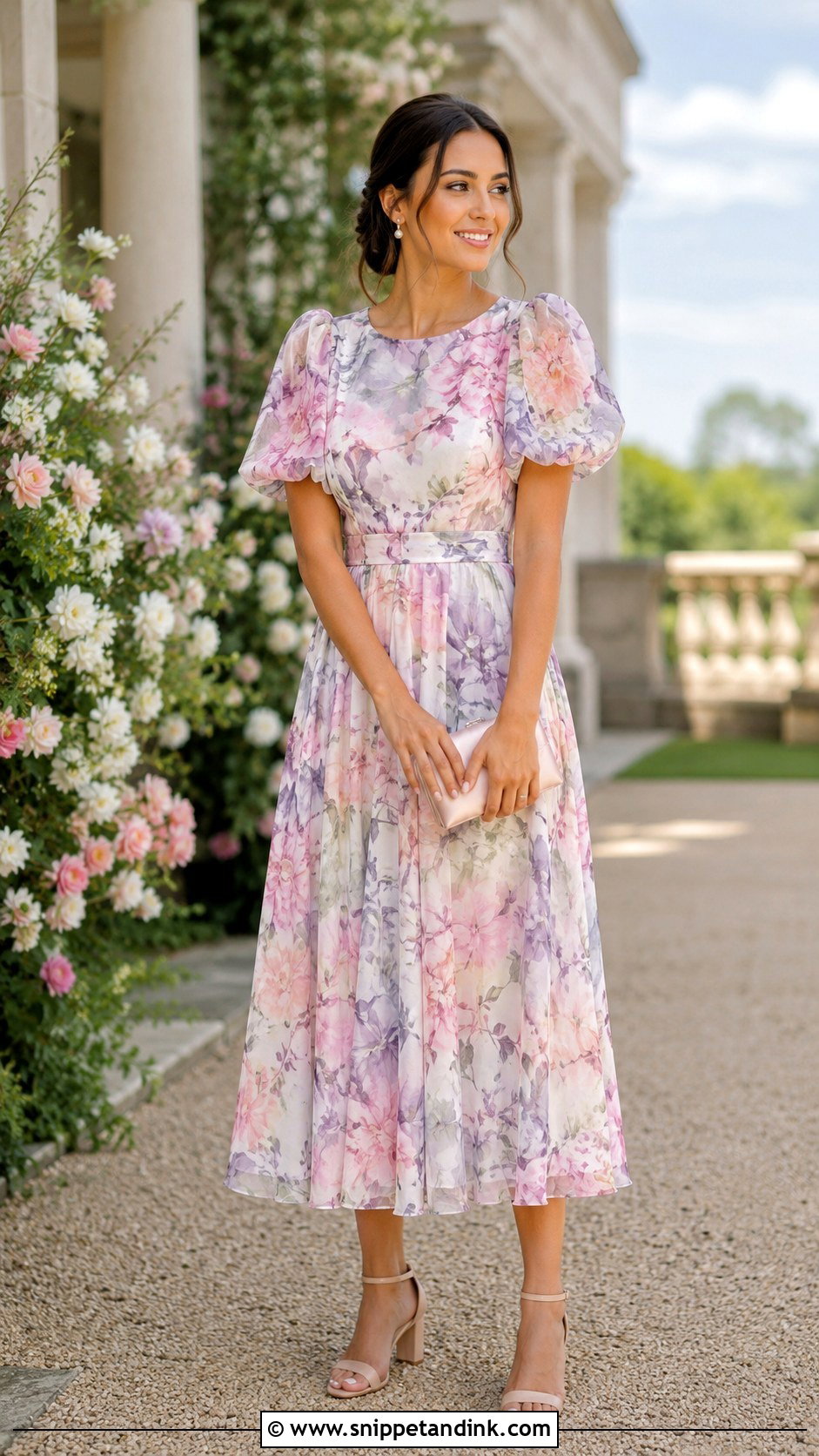 Floral Midi Ceremony Dress - Snippet and Ink - 30 Ceremony Dress Ideas