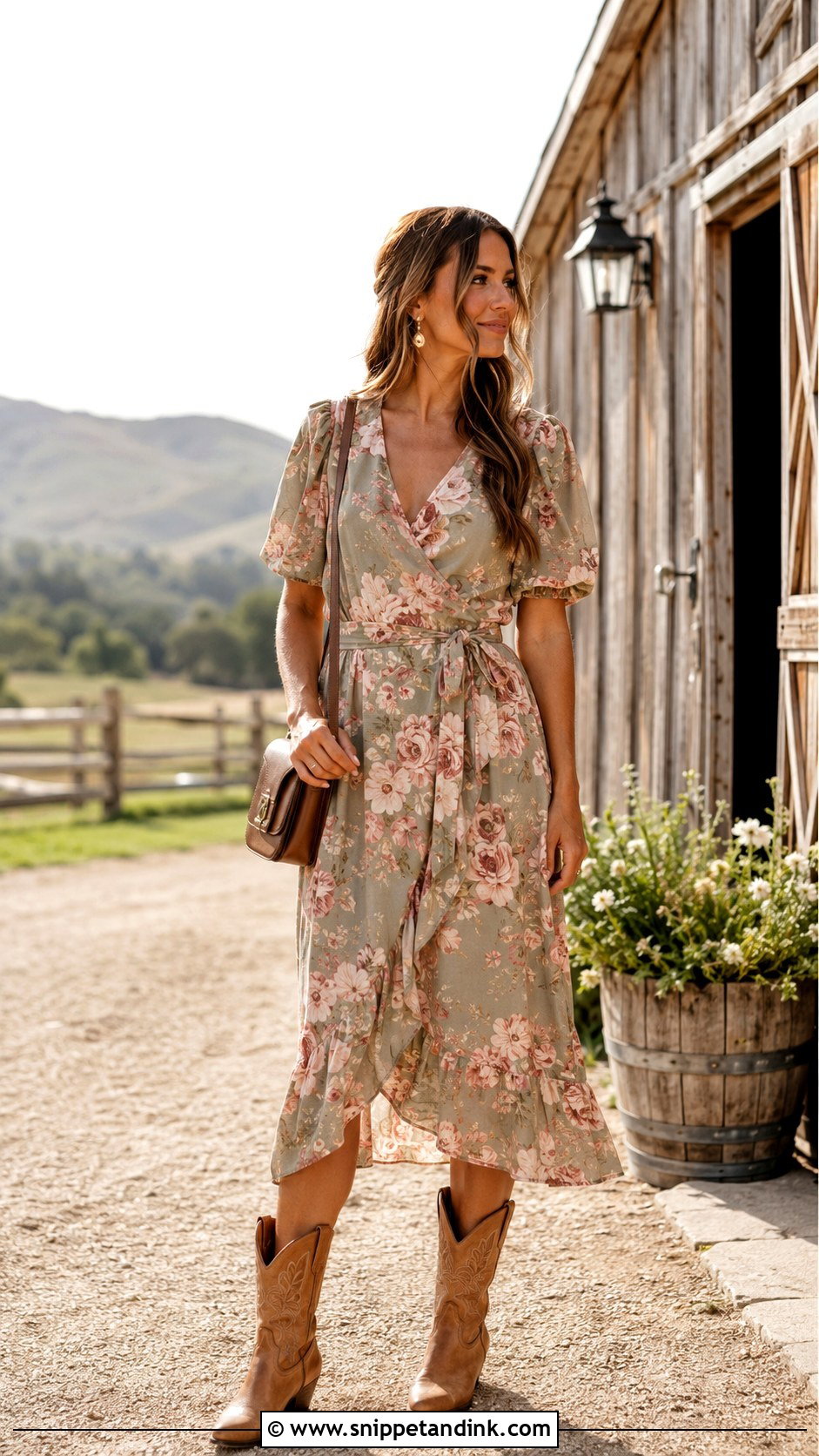 Floral Midi Country Wedding Outfit - Snippet and Ink - 20 Country Wedding Outfit Ideas