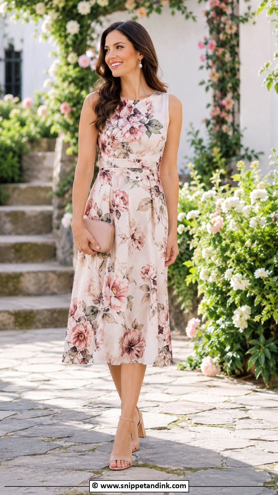 Floral Midi Dress Cocktail Wedding Attire - Snippet and Ink - 30 Cocktail Wedding Attire Ideas