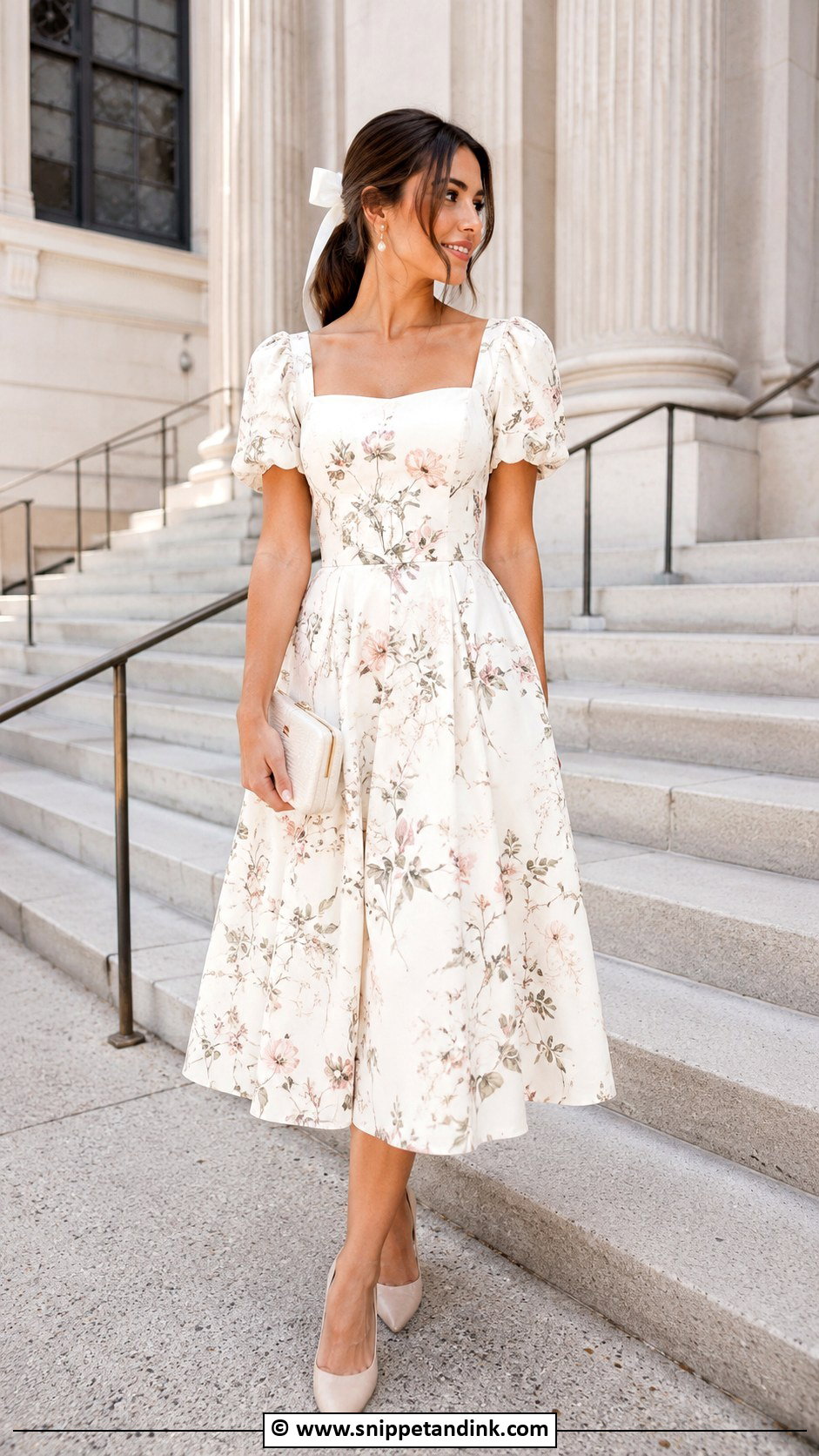 Floral Midi Dress Court Marriage Outfit - Snippet and Ink - 25 Court Marriage Outfit Ideas