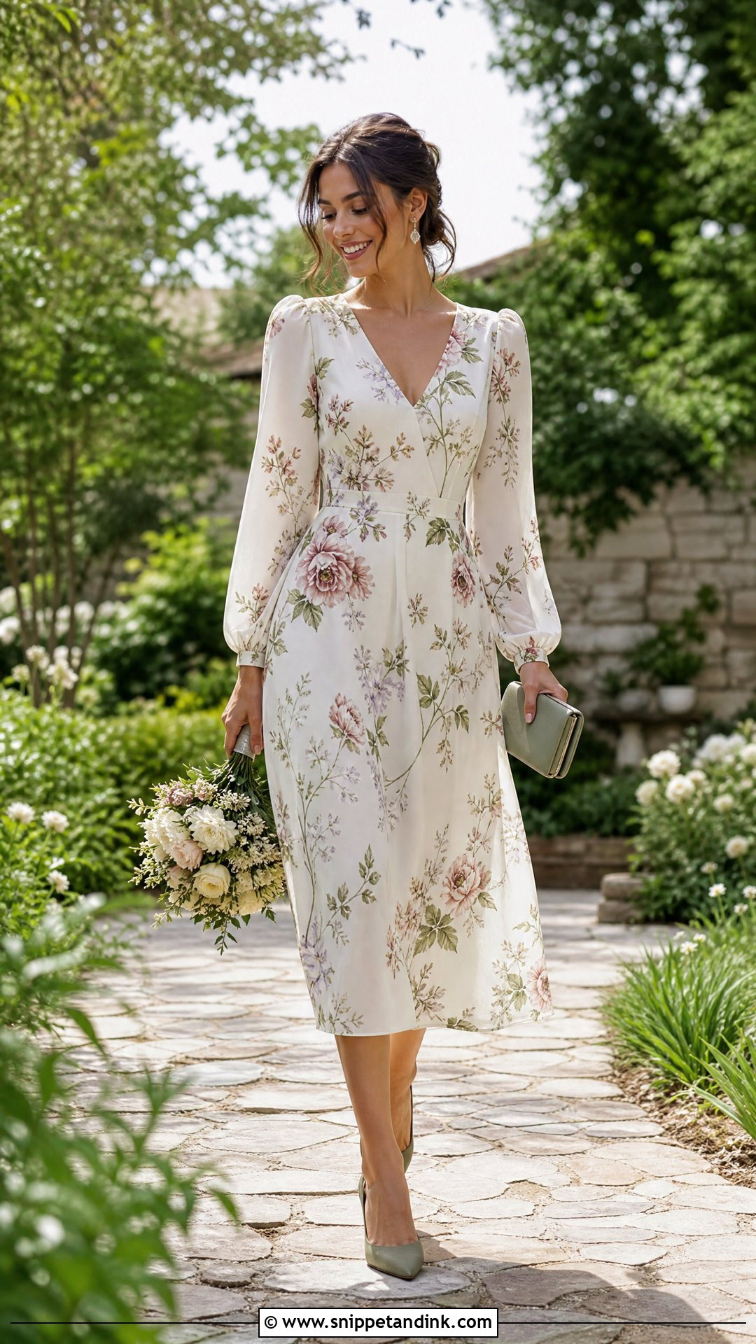 Floral Midi Dress Elopement Outfit - Snippet and Ink - 20 Casual Elopement Outfit Ideas