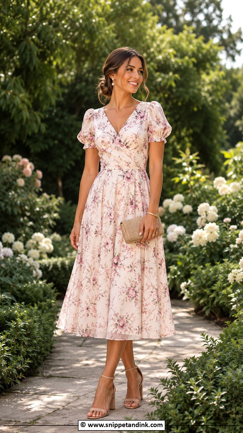 Floral Midi Dress Garden Cocktail Attire - Snippet and Ink - 25 Garden Cocktail Attire Wedding Ideas