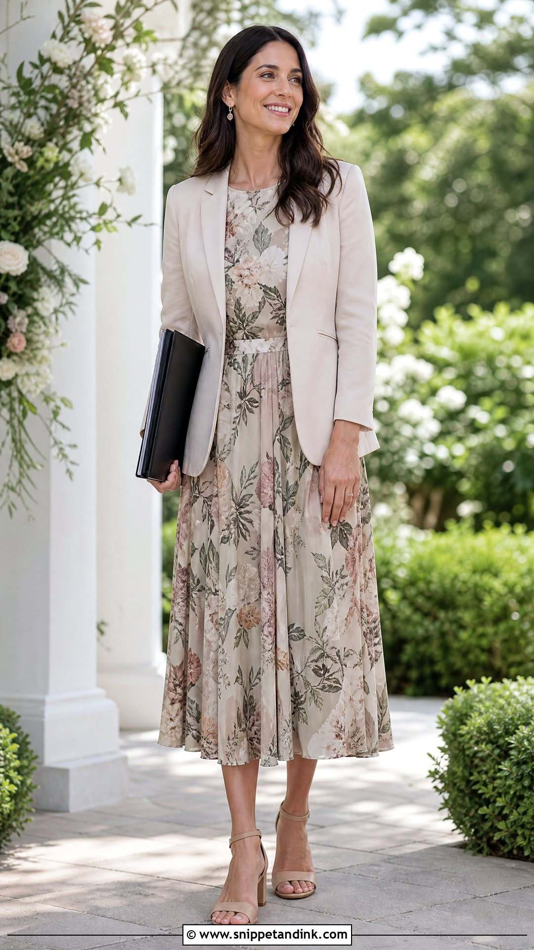 Floral Midi Dress Officiant Outfit - Snippet and Ink - 20 Officiant Outfit Ideas