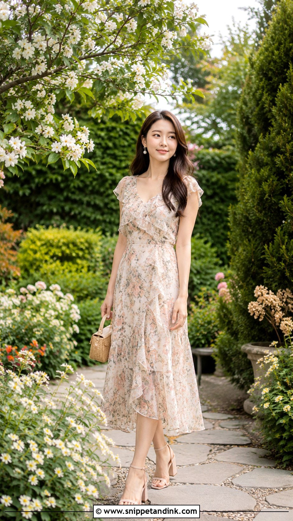 Floral Midi Dress Prenup Outfit - Snippet and Ink - 30 Prenup Outfit Ideas