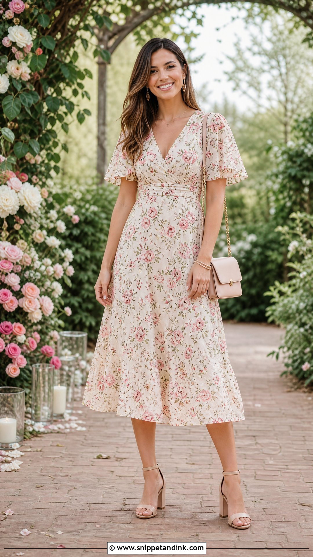 Floral Midi Dress Proposal Outfit - Snippet and Ink - 20 Outfits to Get Engaged in
