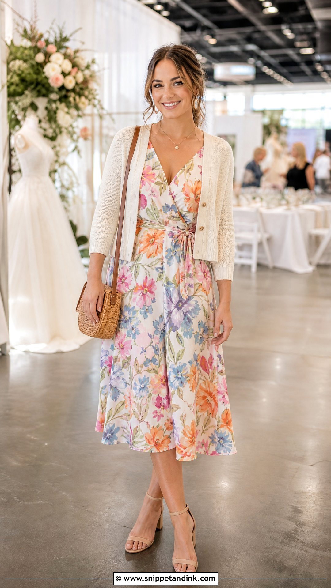 Floral Midi Dress Wedding Expo Outfit - Snippet and Ink - 20 Wedding Expo Outfit Ideas