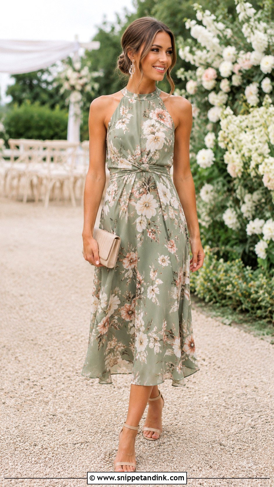 Floral Midi Dress Wedding Guest Outfit - Snippet and Ink - 20 Dress Outfits for Wedding