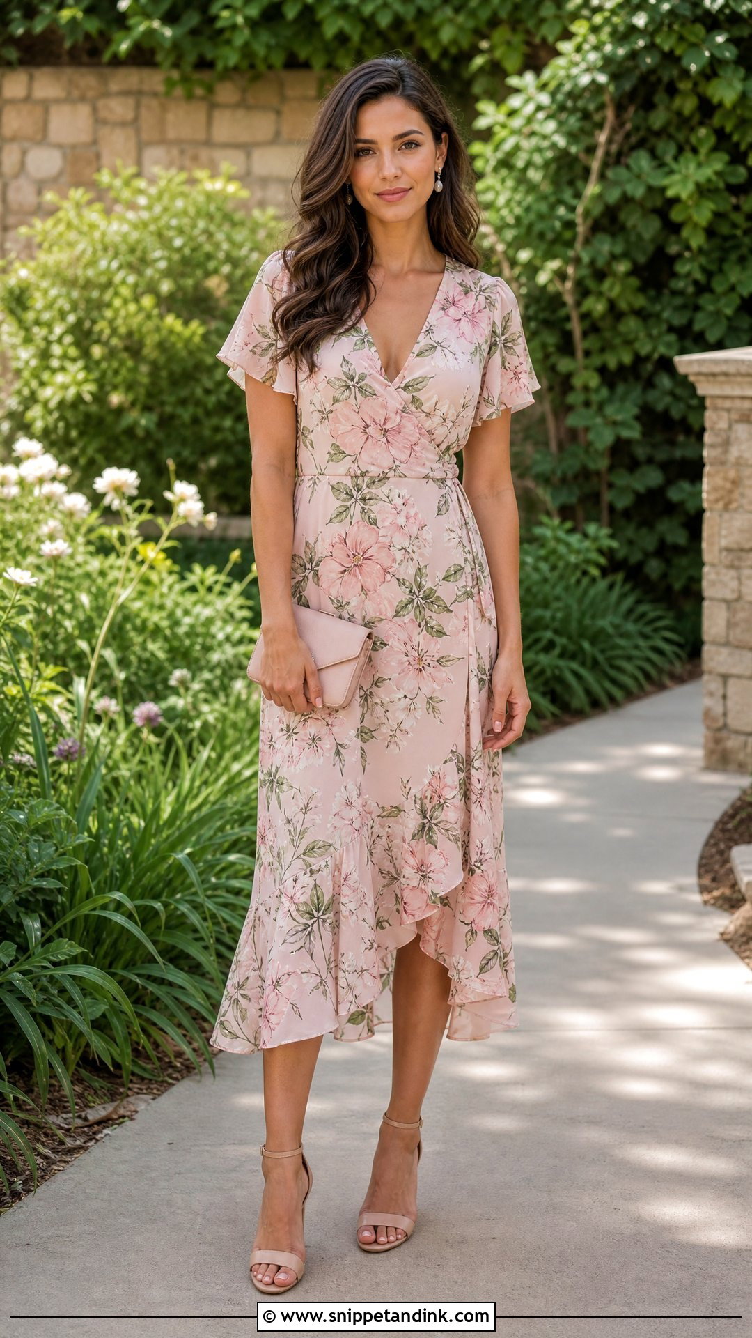 Floral Midi Dress Wedding Guest Outfit - Snippet and Ink - 25 Friends Wedding Outfit Ideas