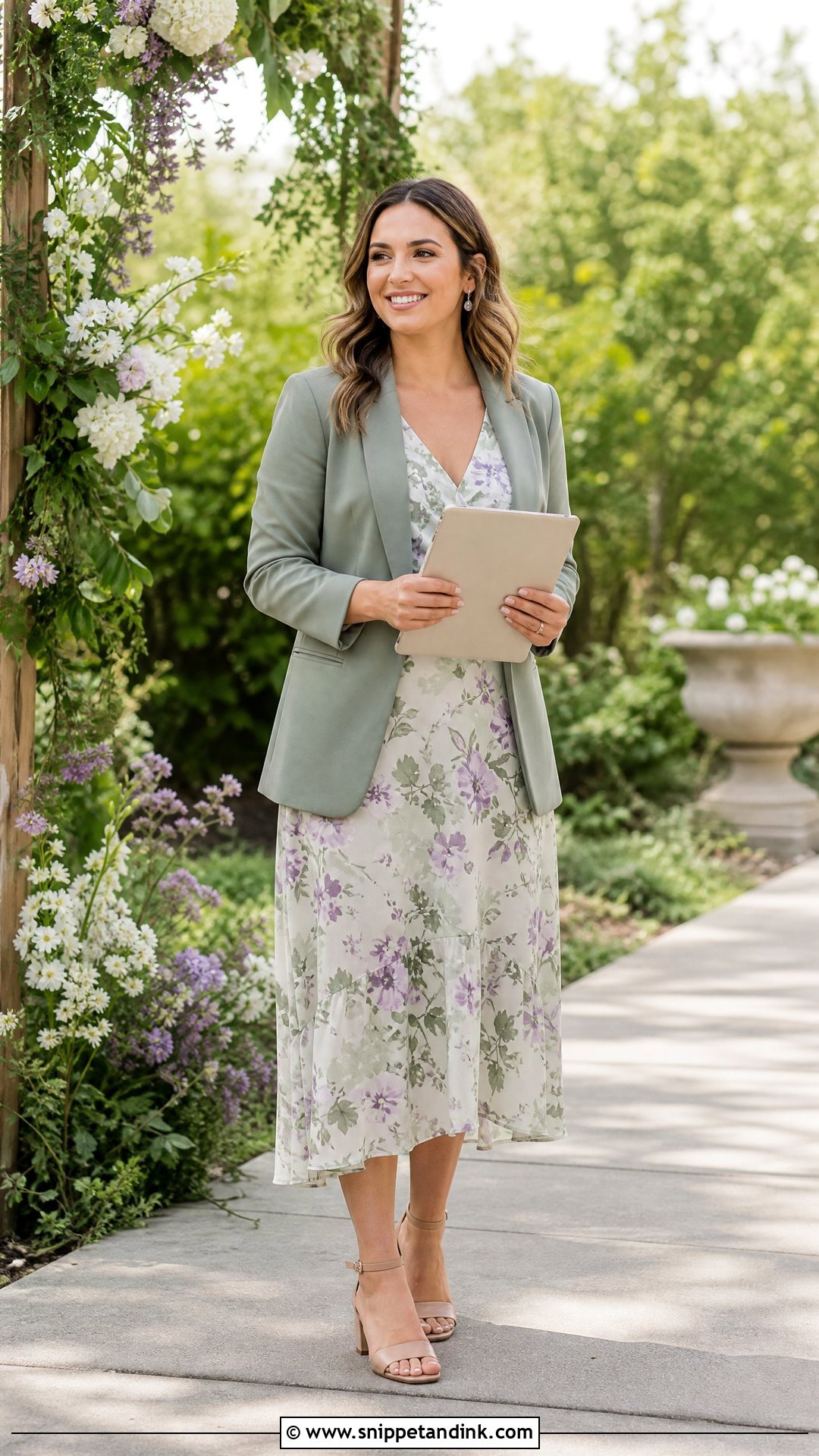 Floral Midi Dress Wedding Officiant Outfit - Snippet and Ink - 20 Wedding Officiant Outfit Ideas