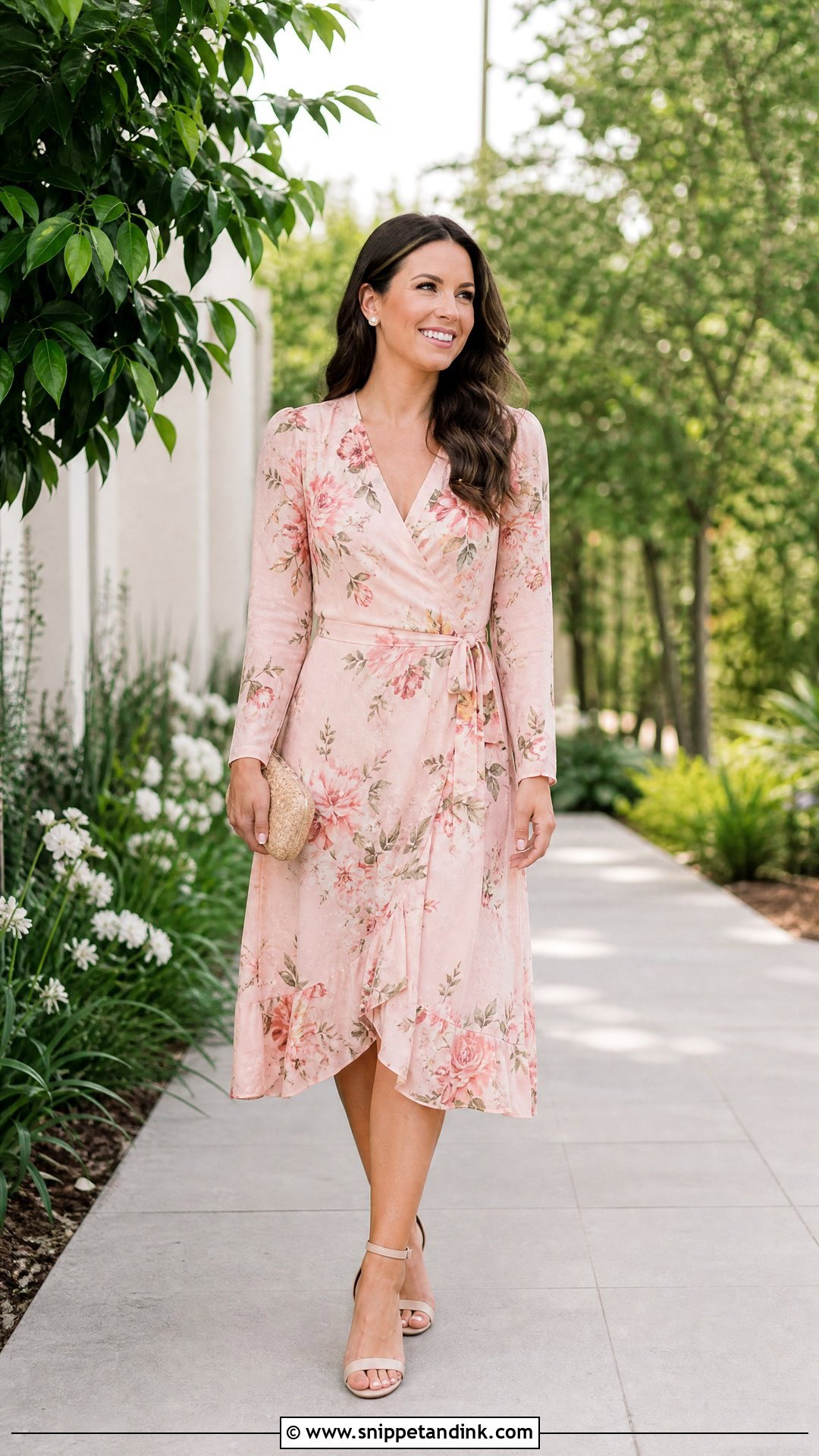 Floral Midi Dress Wedding Outfit - Snippet and Ink - 25 Simple Wedding Outfits