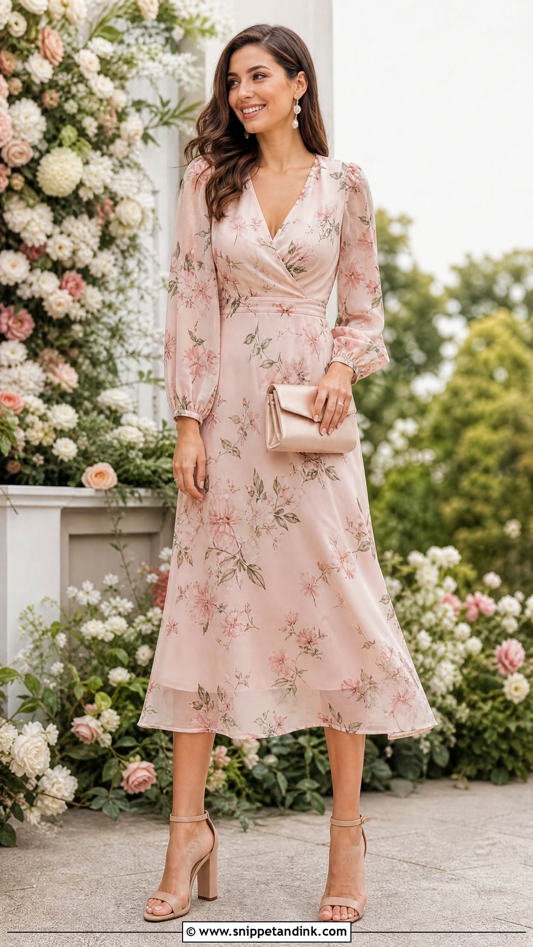 Floral Midi Dress Wedding Outfit - Snippet and Ink - 25 Wedding Wear Dresses for Women