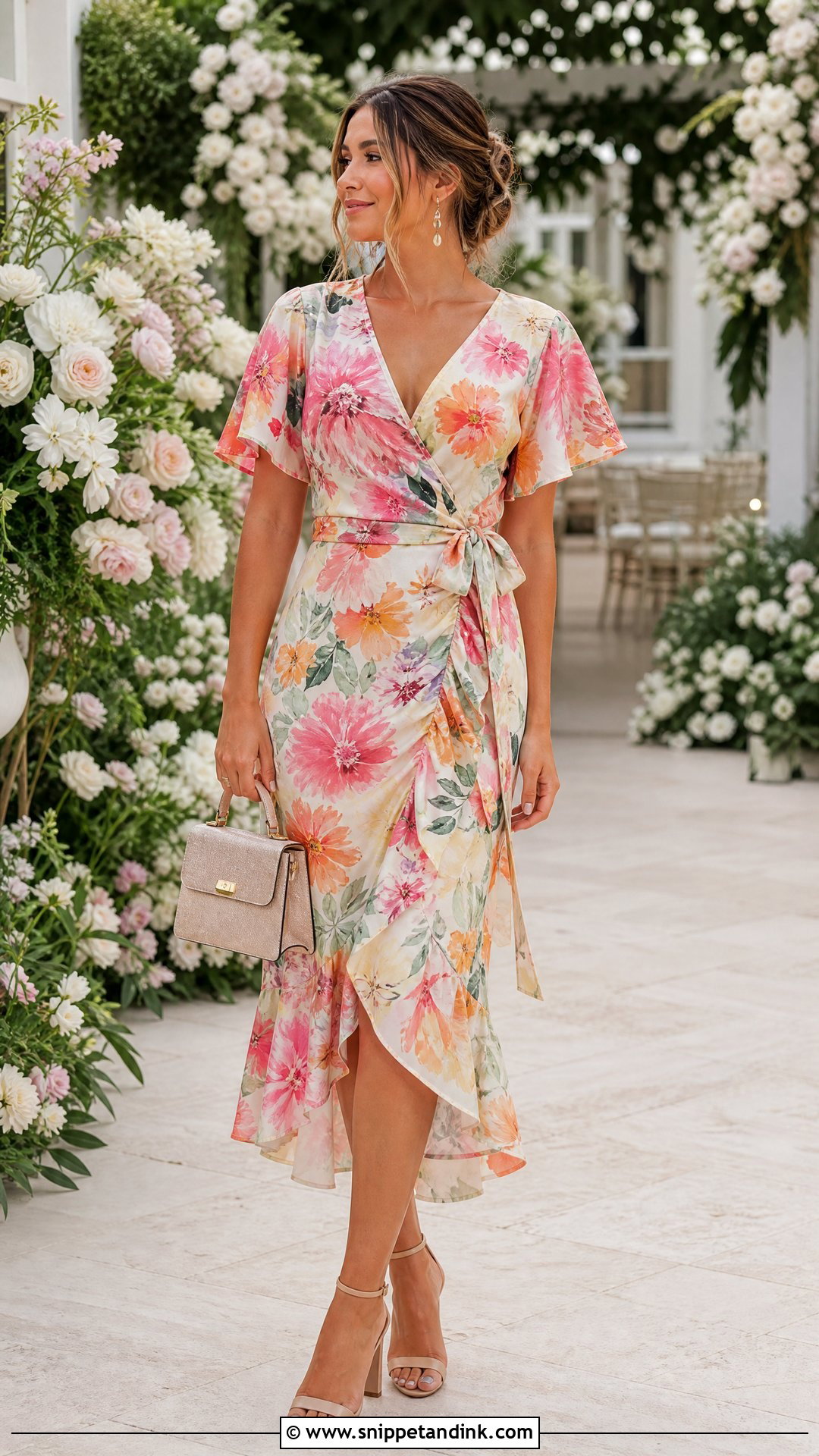Floral Midi Dress Wedding Party Outfit - Snippet and Ink - 20 Ootd Wedding Party Ideas