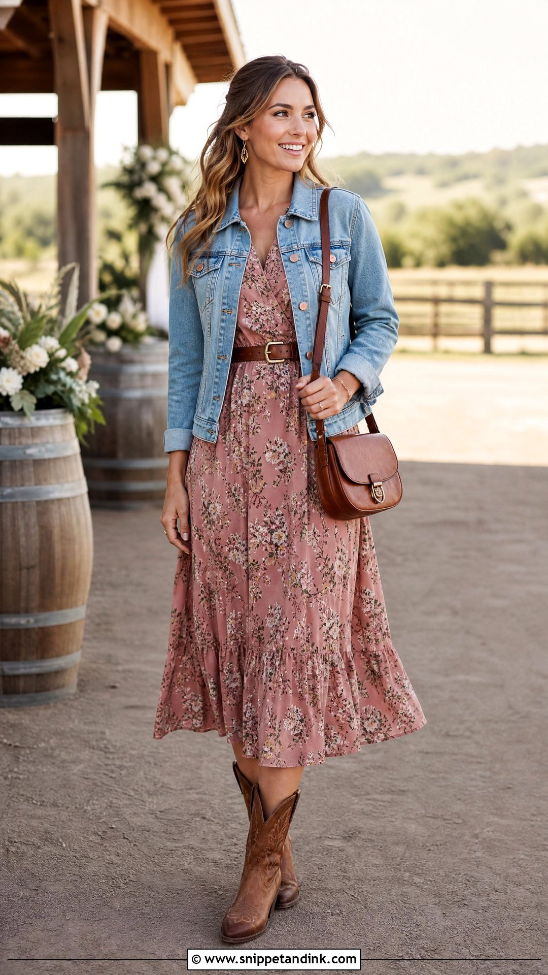 Floral Midi Dress Western Wedding Outfit - Snippet and Ink - 20 Western Outfits for Wedding