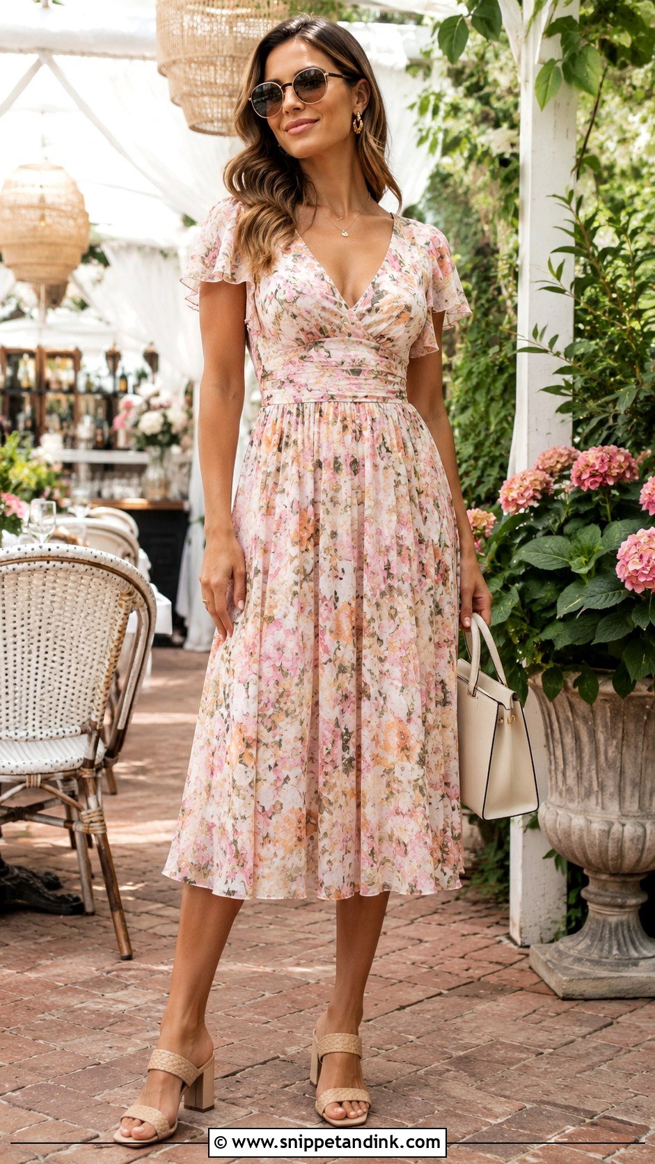 Floral Midi Dress for Bachelorette Brunch - Snippet and Ink - 20 Dress for Bachelorette Party Ideas