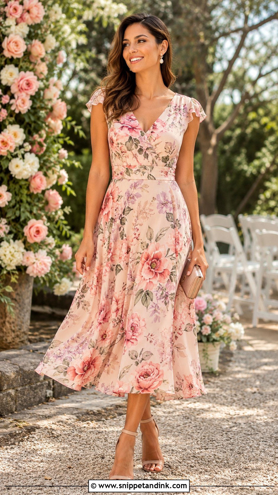 Floral Midi Frock For Wedding Guest - Snippet and Ink - 25 Party Frocks for Women Wedding Ideas
