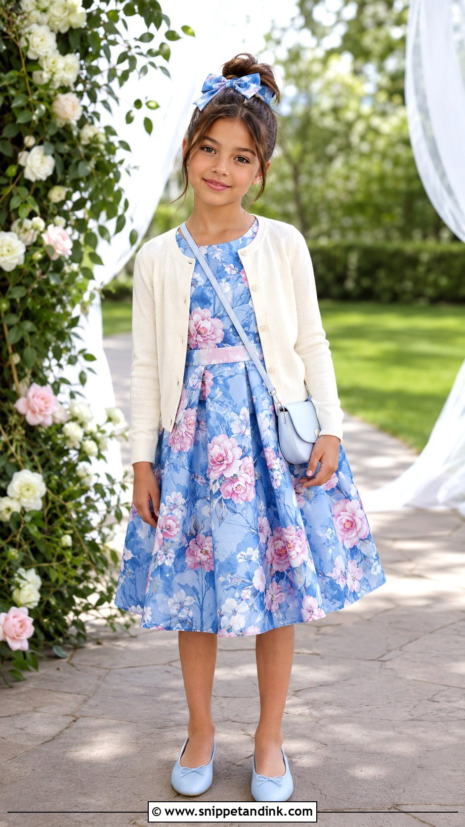 Floral Midi Girl Wedding Guest Dress - Snippet and Ink - 20 Drees Design for Girl Wedding Ideas