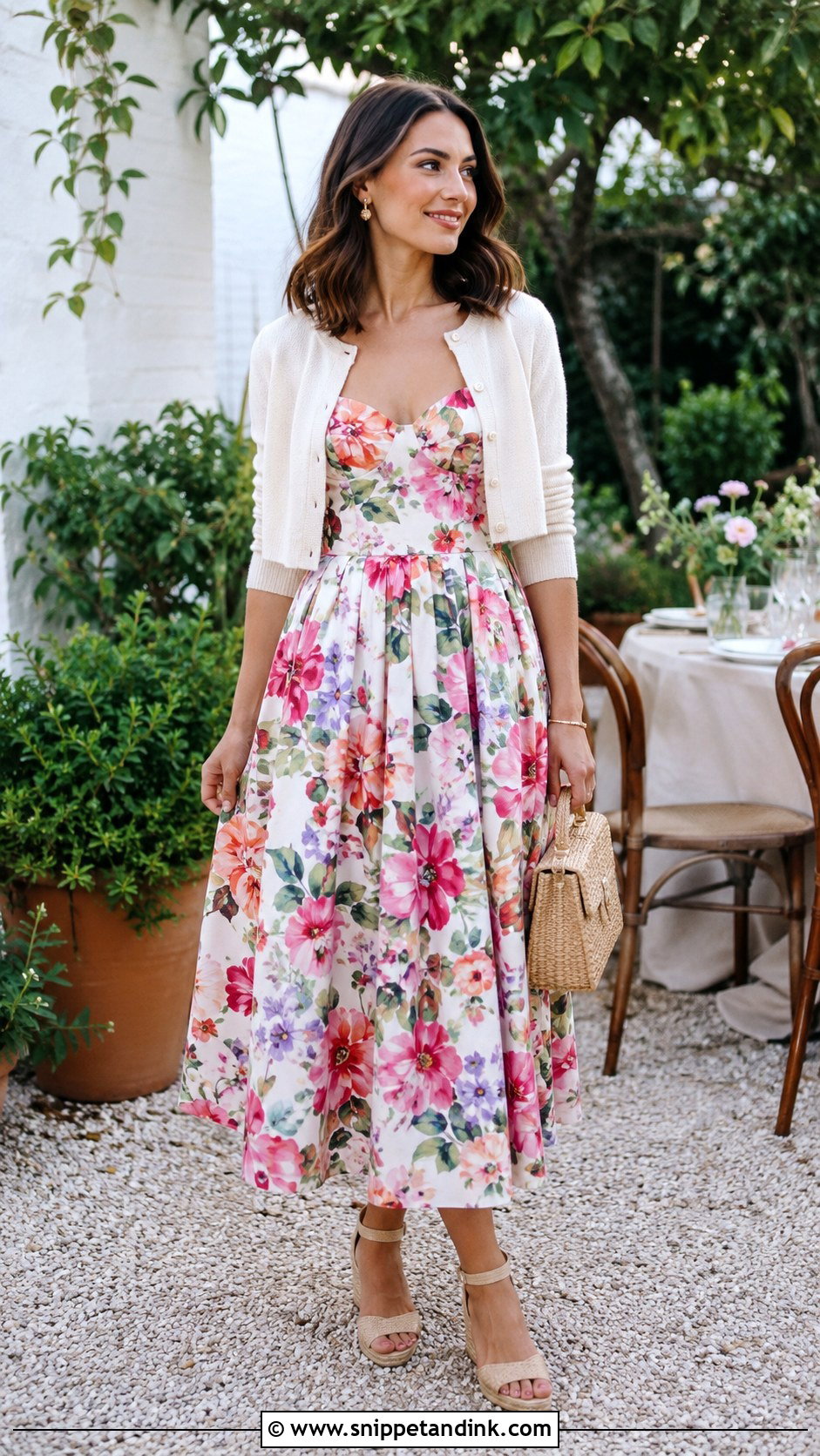 Floral Midi Hen Party Dress - Snippet and Ink - 20 Hen Party Dress Ideas