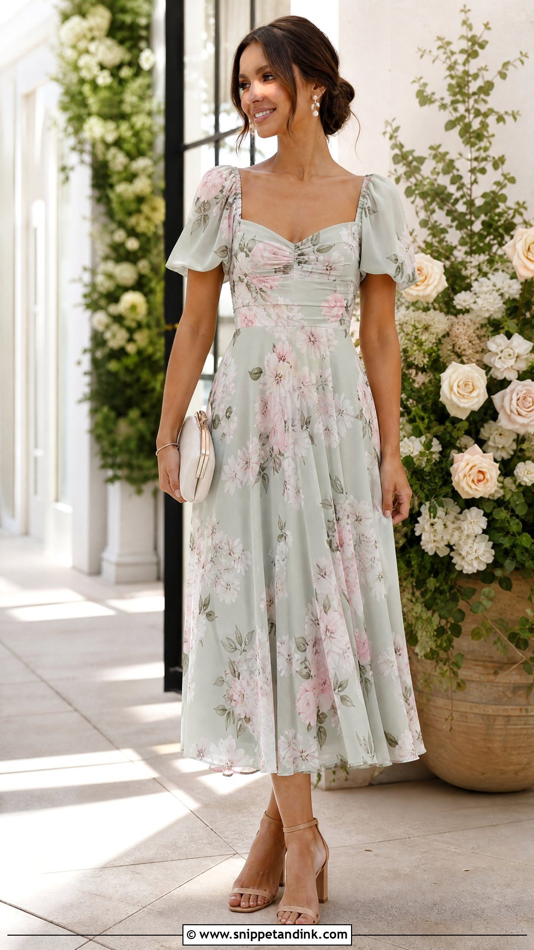 Floral Midi Wedding Guest Dress - Snippet and Ink - 25 Simple Dresses for Wedding