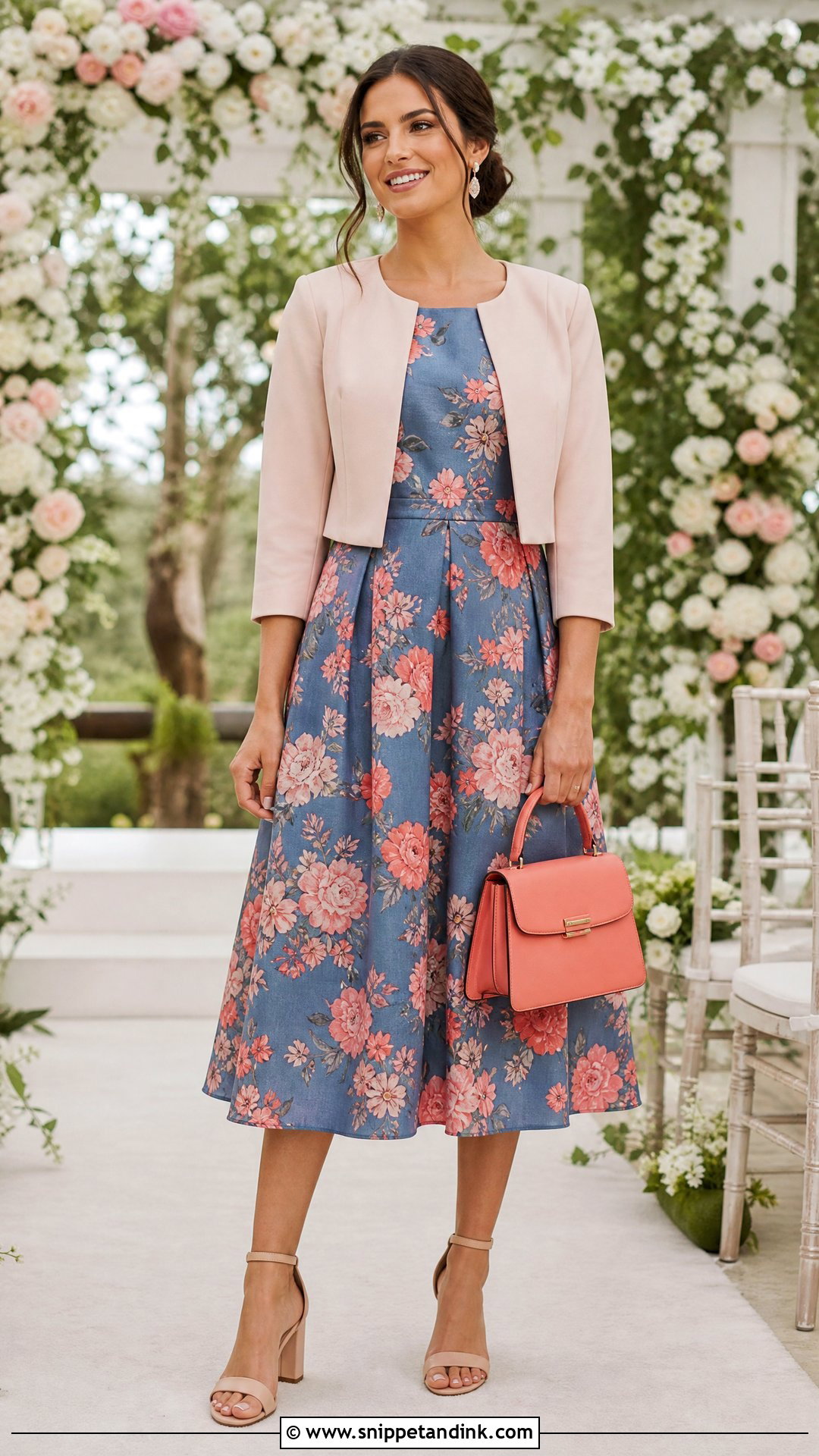 Floral Midi Wedding Guest Dress - Snippet and Ink - 20 Party Dresses for Women Wedding