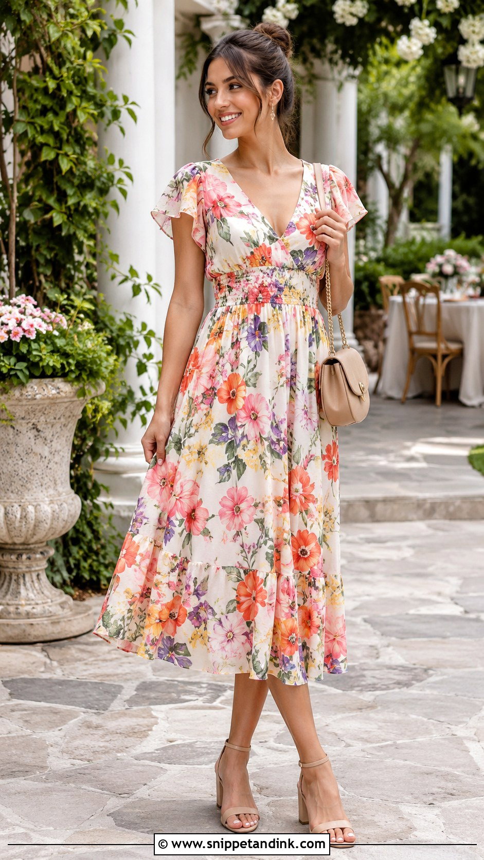 Floral Midi Welcome Party Dress - Snippet and Ink - 20 Welcome Party Dress Ideas