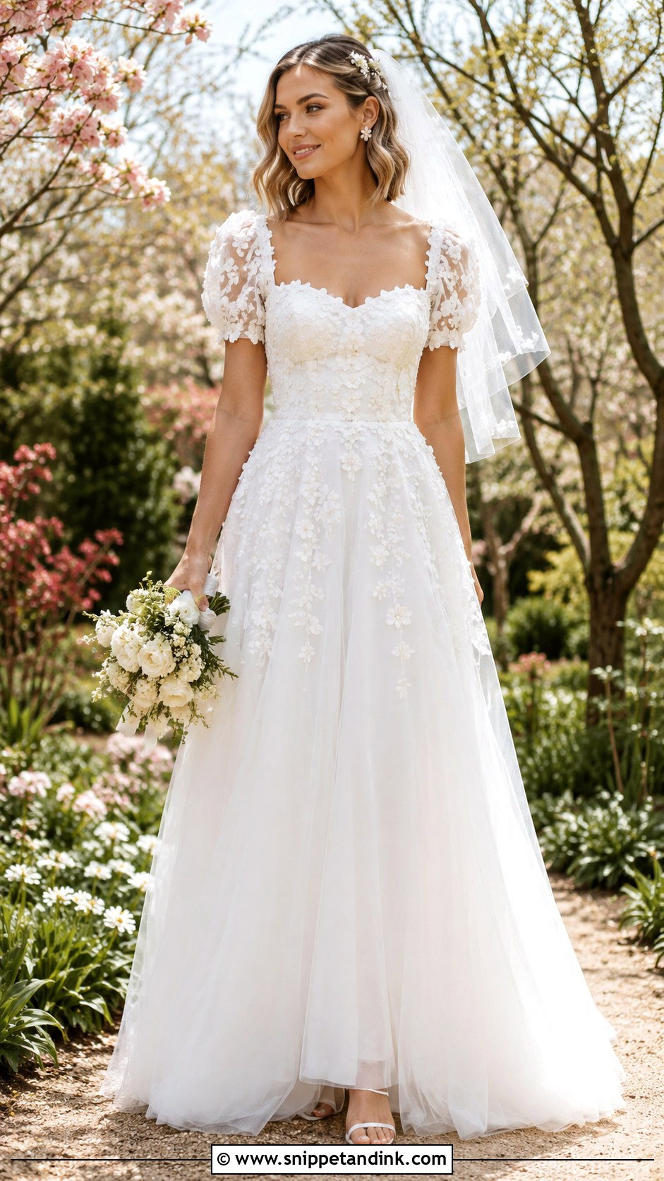 Floral Milkmaid Wedding Dress - Snippet and Ink - 20 Milkmaid Wedding Dress Ideas
