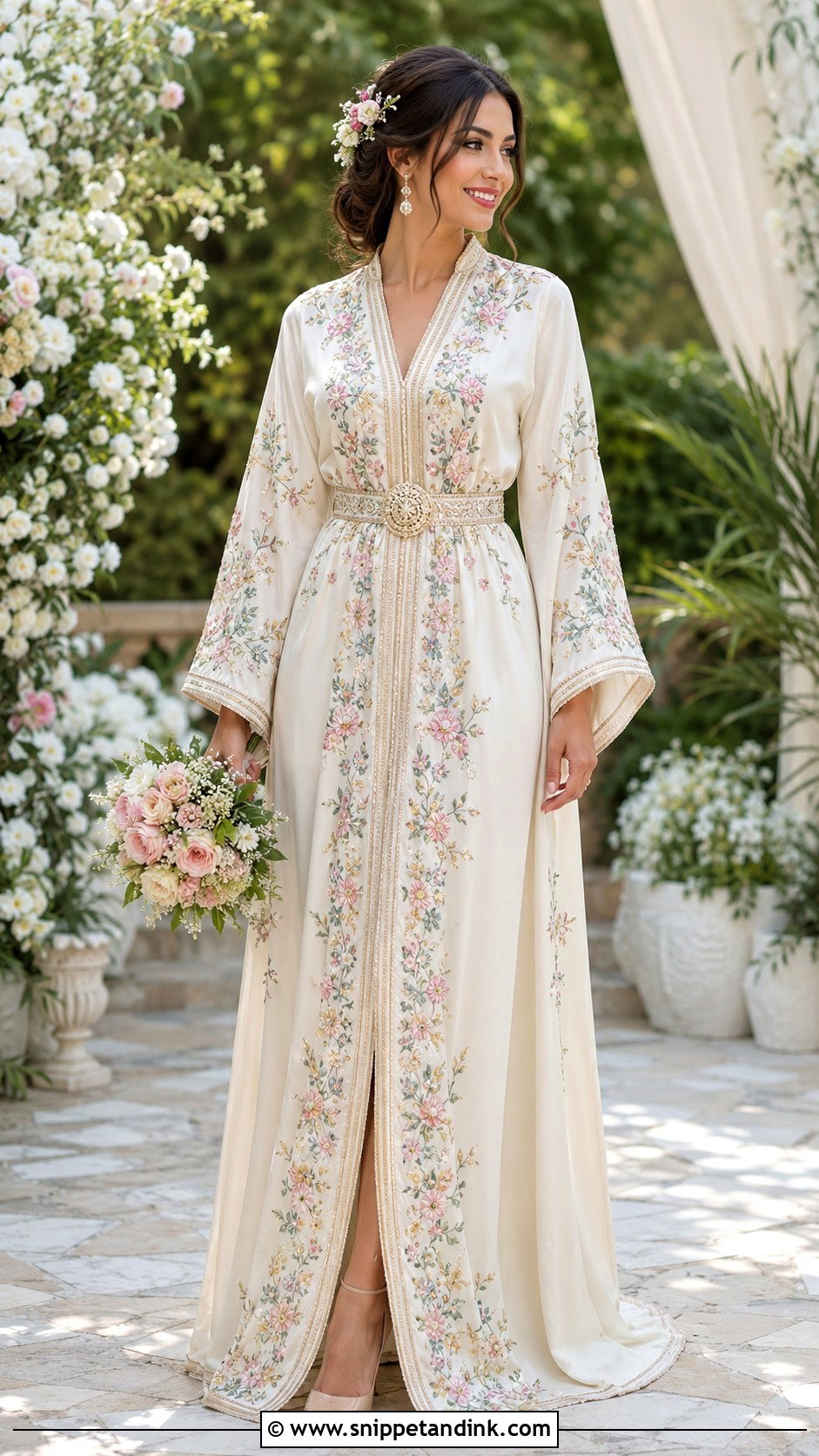 Floral Moroccan Wedding Dress - Snippet and Ink - 20 Moroccan Wedding Dresses