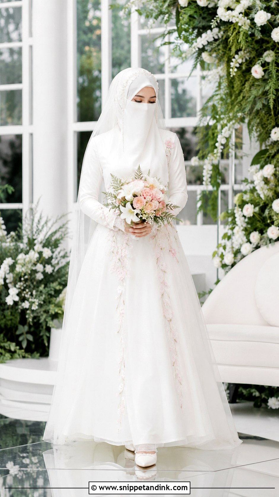 Floral Niqab Bride Dress - Snippet and Ink - 30 Niqab Bride Ideas