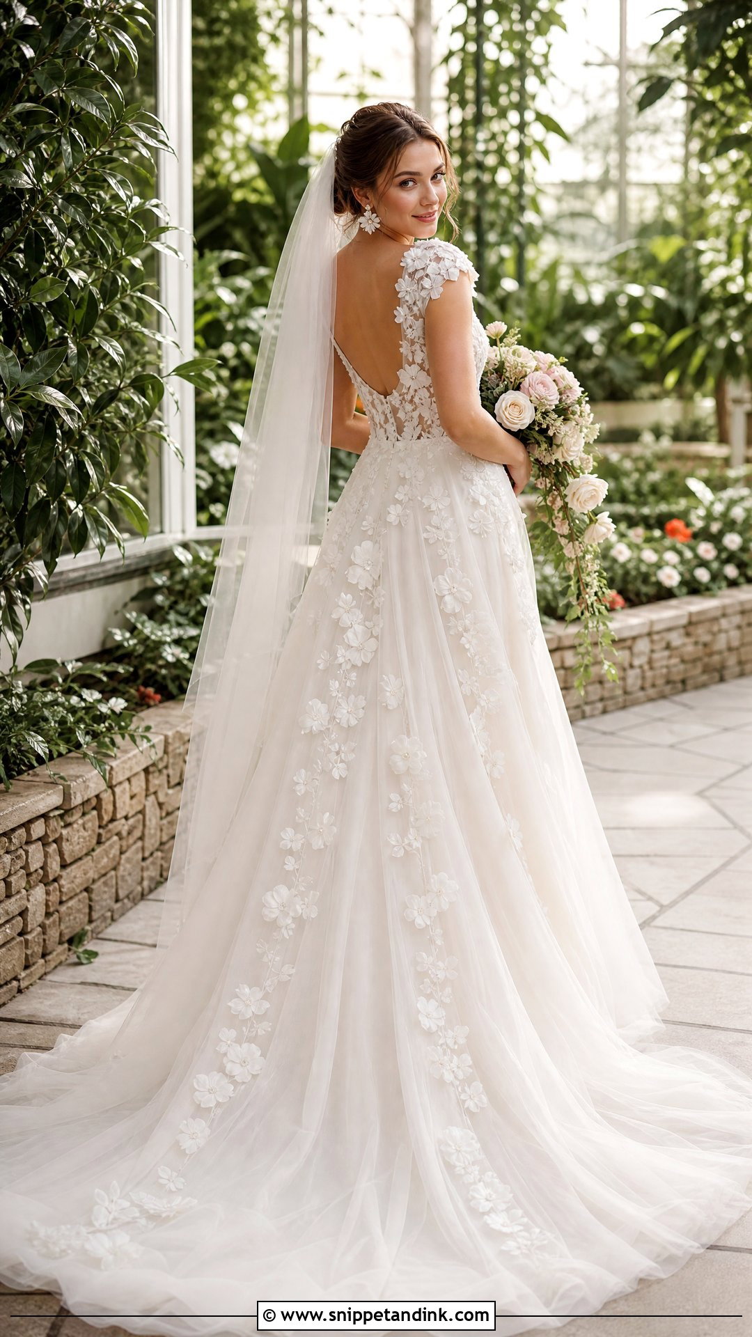 Floral Open Back Wedding Dress - Snippet and Ink - 20 Open Wedding Dress Ideas