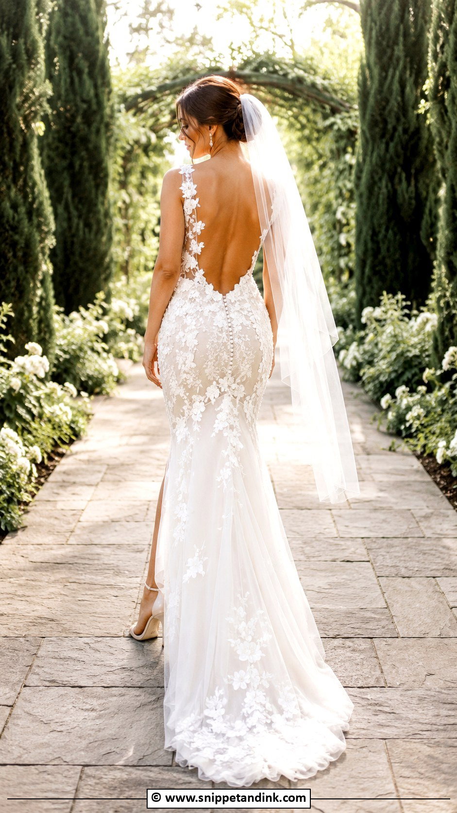 Floral Open Back Wedding Dress - Snippet and Ink - 25 Wedding Dress with Flowers