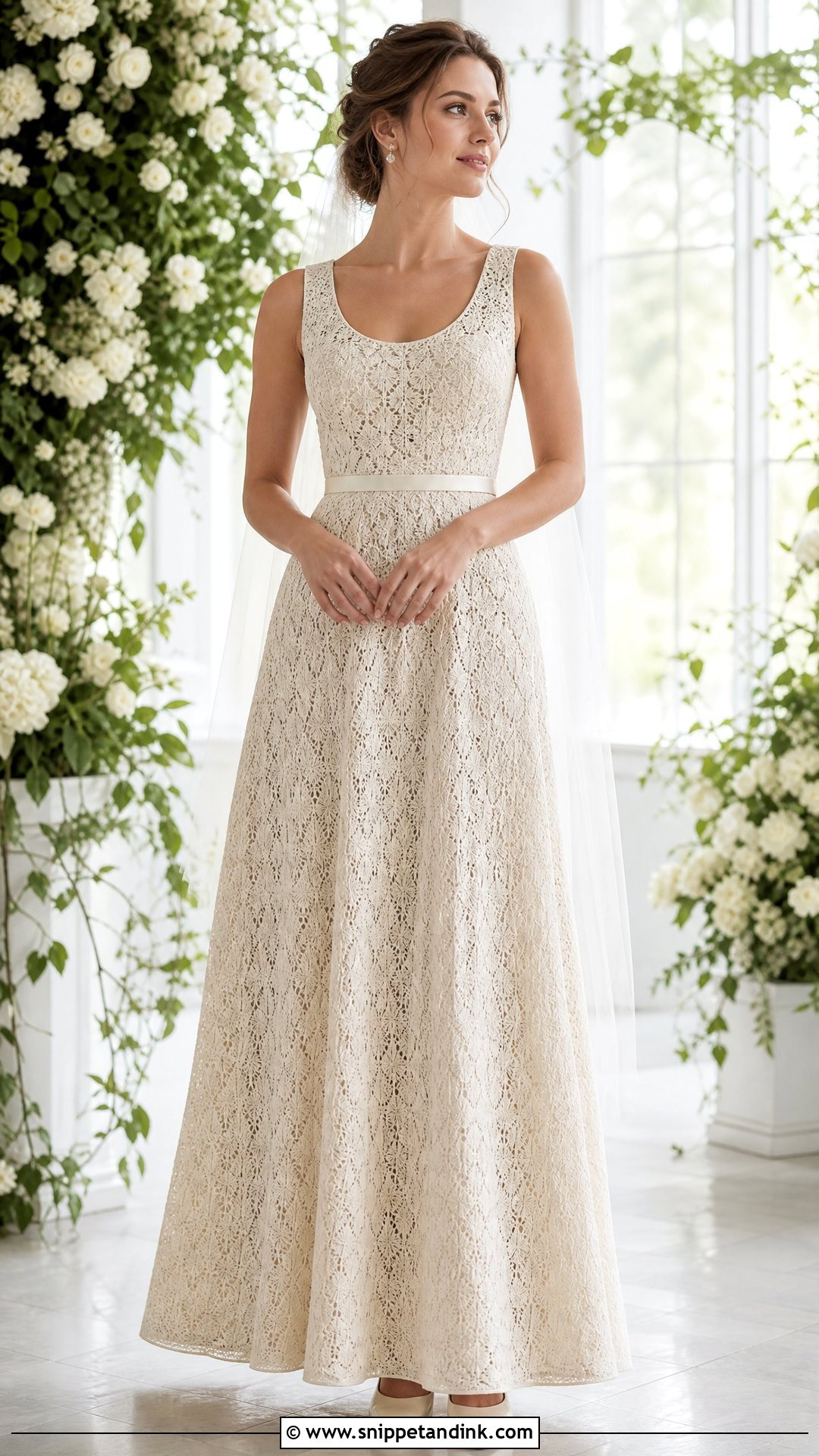 Floral Openwork Knitted Wedding Dress - Snippet and Ink - 25 Knitted Wedding Dress Ideas