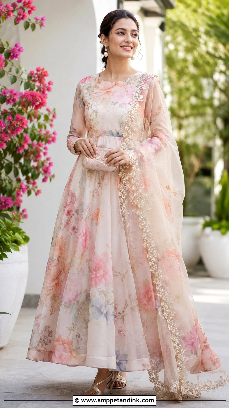 Floral Organza Anarkali Dress - Snippet and Ink - 20 Grand Anarkali Dress Ideas
