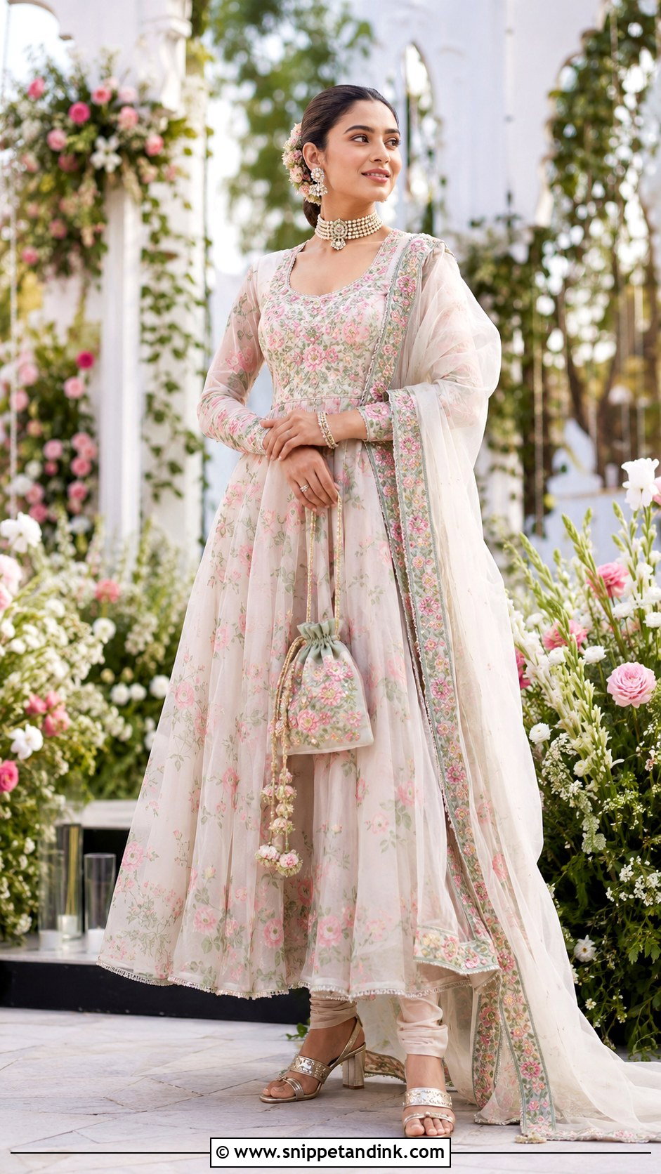 Floral Organza Bridal Anarkali Suit - Snippet and Ink - 20 Bridal Anarkali Suits Brides