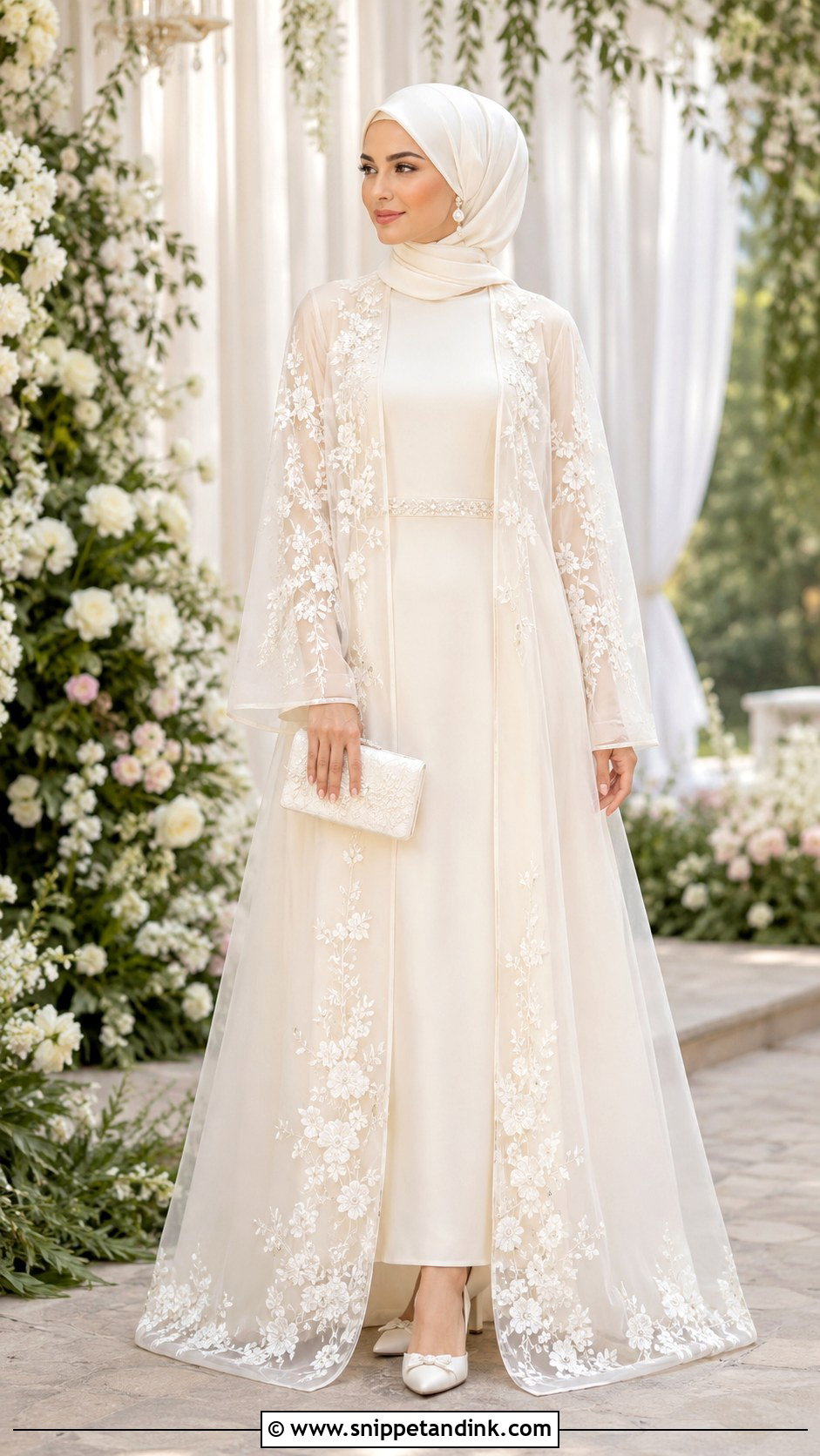 Floral Organza Bride Abaya - Snippet and Ink - 20 Bride Abaya Ideas
