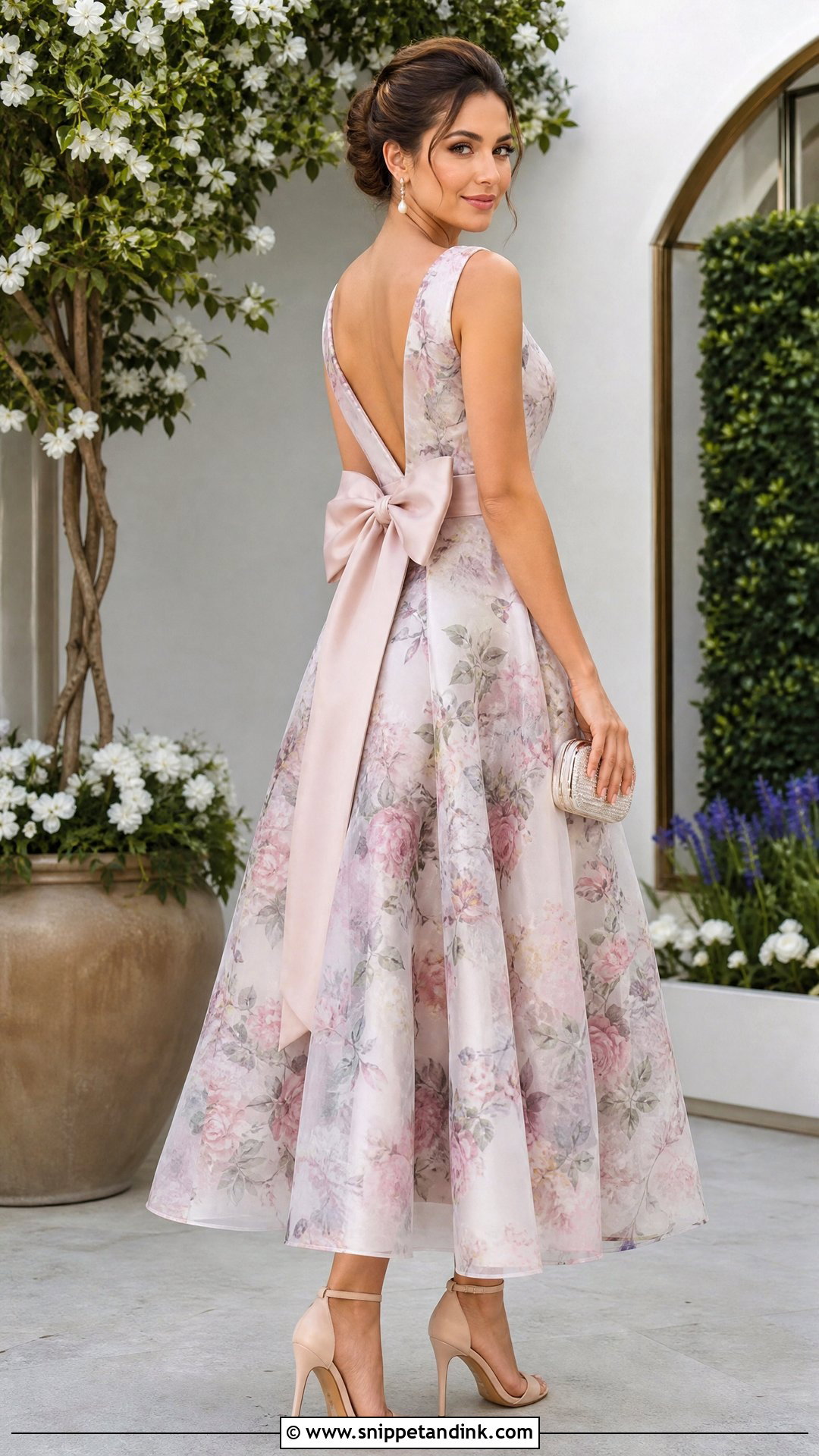 Floral Organza Gown With Back Bow - Snippet and Ink - 20 Gown with Bow At the Back Ideas