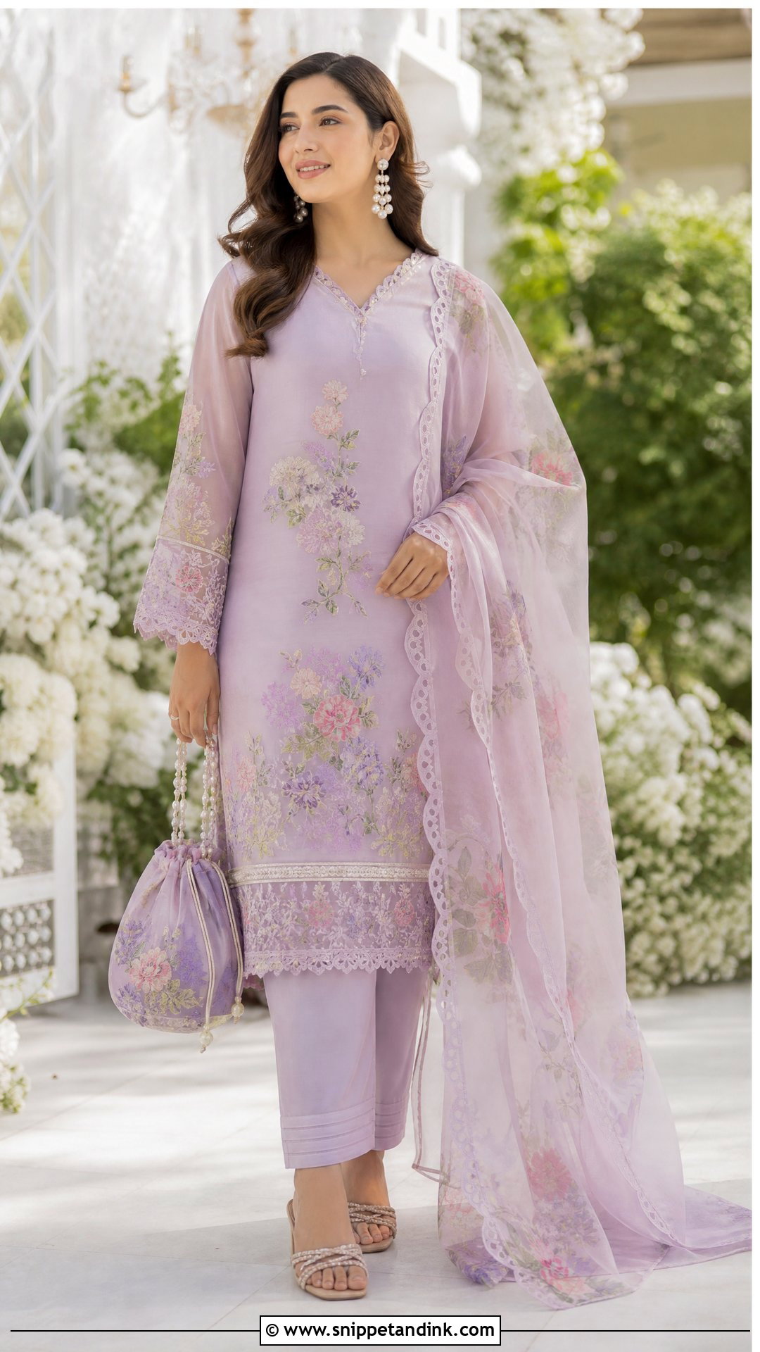 Floral Organza Kurta Set With Straight Pants - Snippet and Ink - 25 Kurta Set for Wedding Ideas