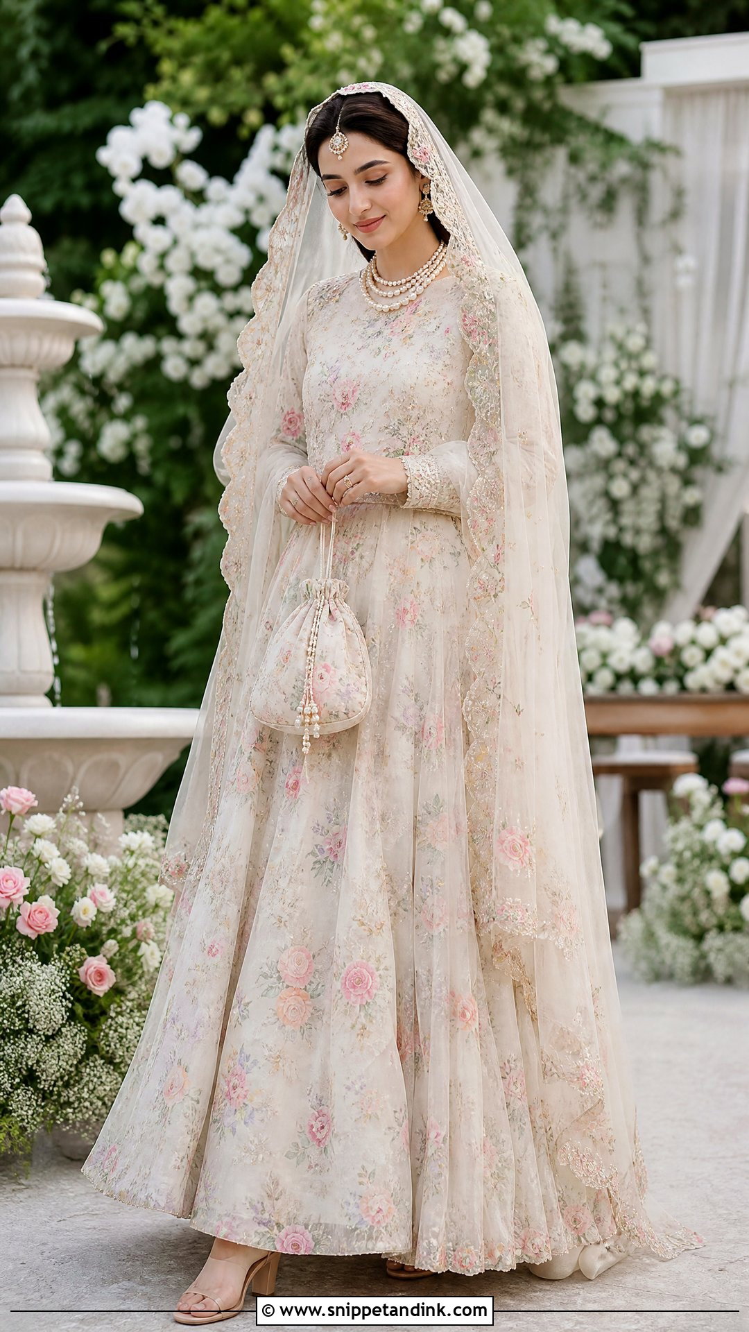 Floral Organza Lehenga Nikkah Bride Outfit - Snippet and Ink - 20 Nikkah Bride Outfit Ideas