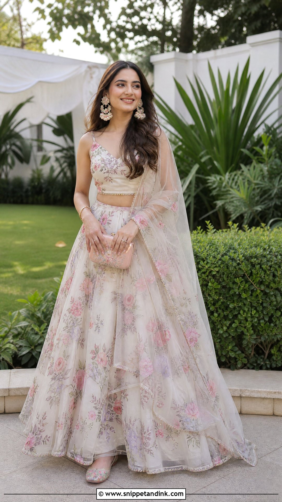Floral Organza Lehenga Ring Ceremony Dress - Snippet and Ink - 25 Ring Ceremony Dress Ideas