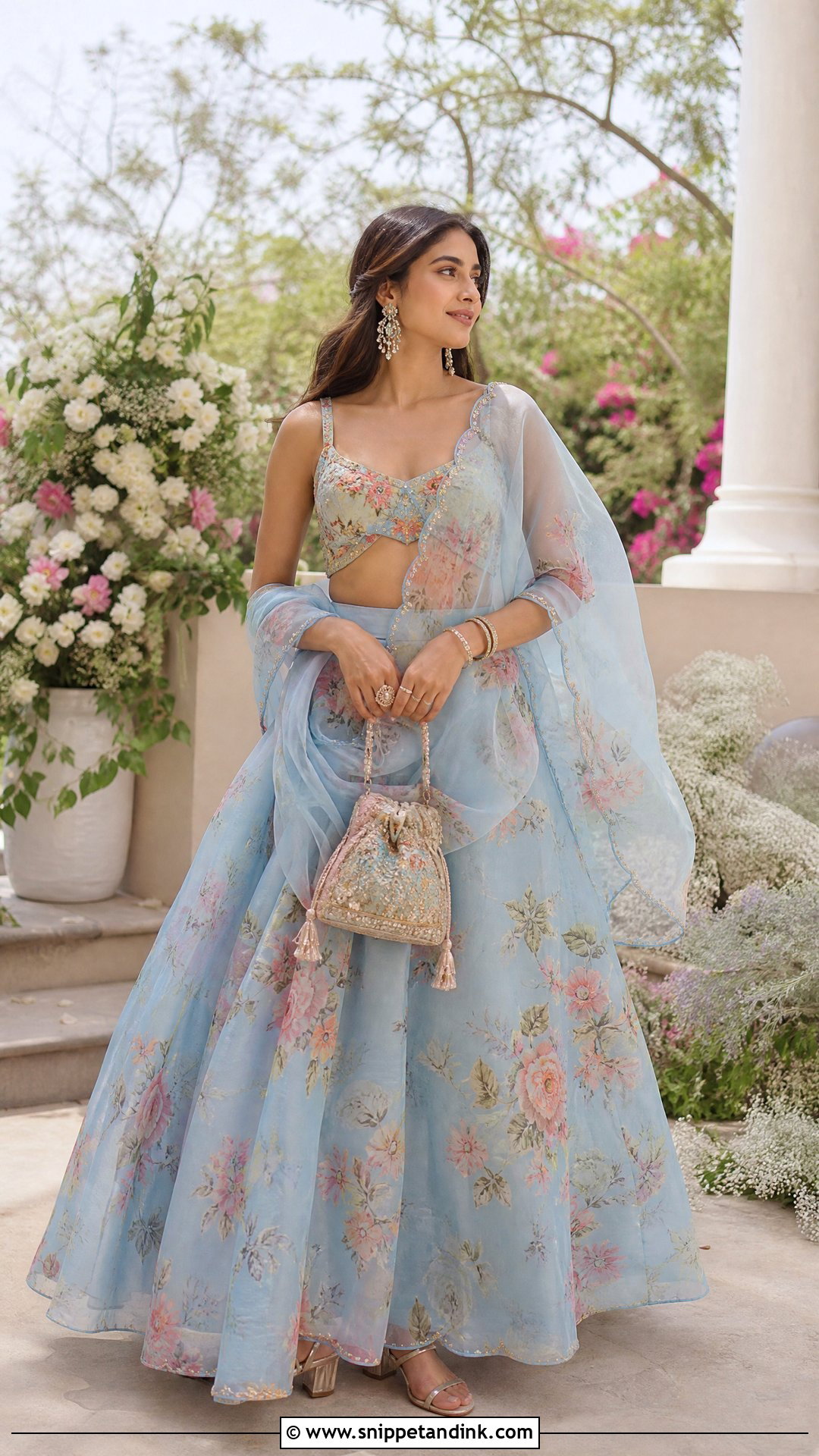 Floral Organza Lehenga Sangeet Outfit - Snippet and Ink - 20 Sangeet Outfit for Sisters Wedding Ideas
