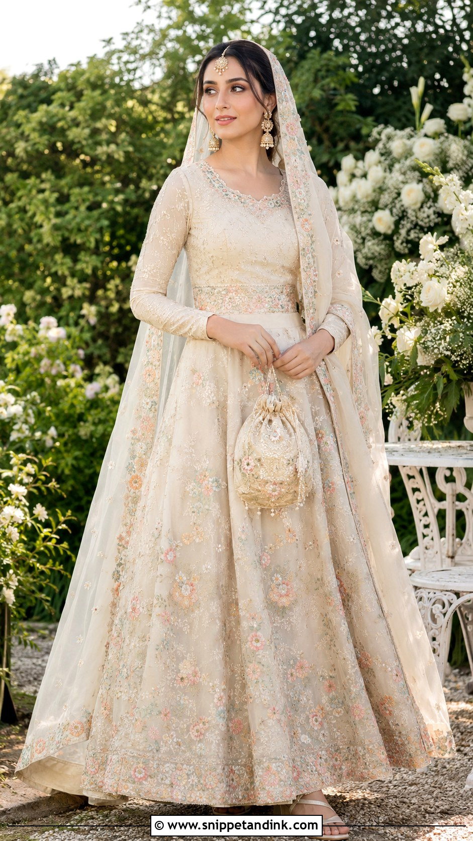 Floral Organza Nikah Lehenga - Snippet and Ink - 20 Nikah Bridal Dress Ideas