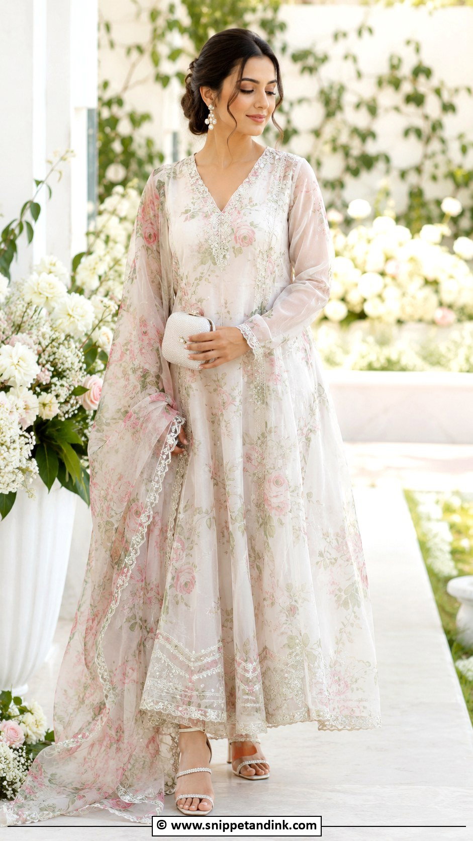 Floral Organza Nikah Outfit - Snippet and Ink - 35 Nikah Outfit Ideas