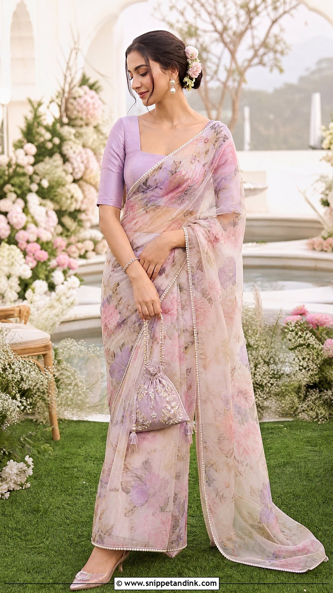Floral Organza Saree For Hindu Wedding - Snippet and Ink - 20 Hindu Wedding Outfit Ideas
