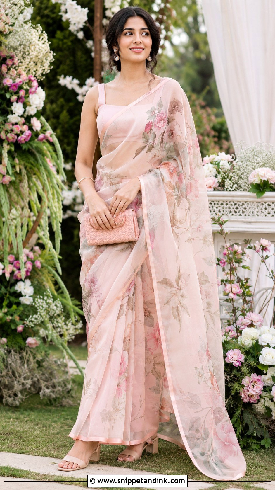 Floral Organza Saree Outfit - Snippet and Ink - 20 Modern Indian Wedding Dress Ideas