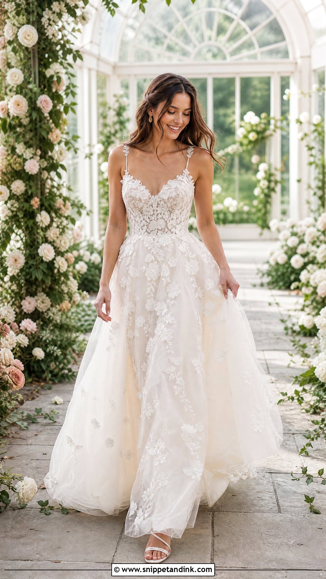 Floral Organza Wedding Dress With Soft Waves - Snippet and Ink - 25 Floral Wedding Dress Ideas