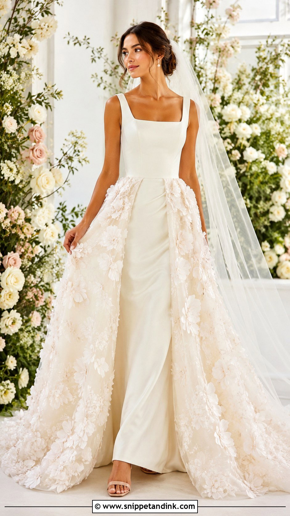 Floral Overskirt Wedding Dress - Snippet and Ink - 25 Overskirt Wedding Dress Ideas