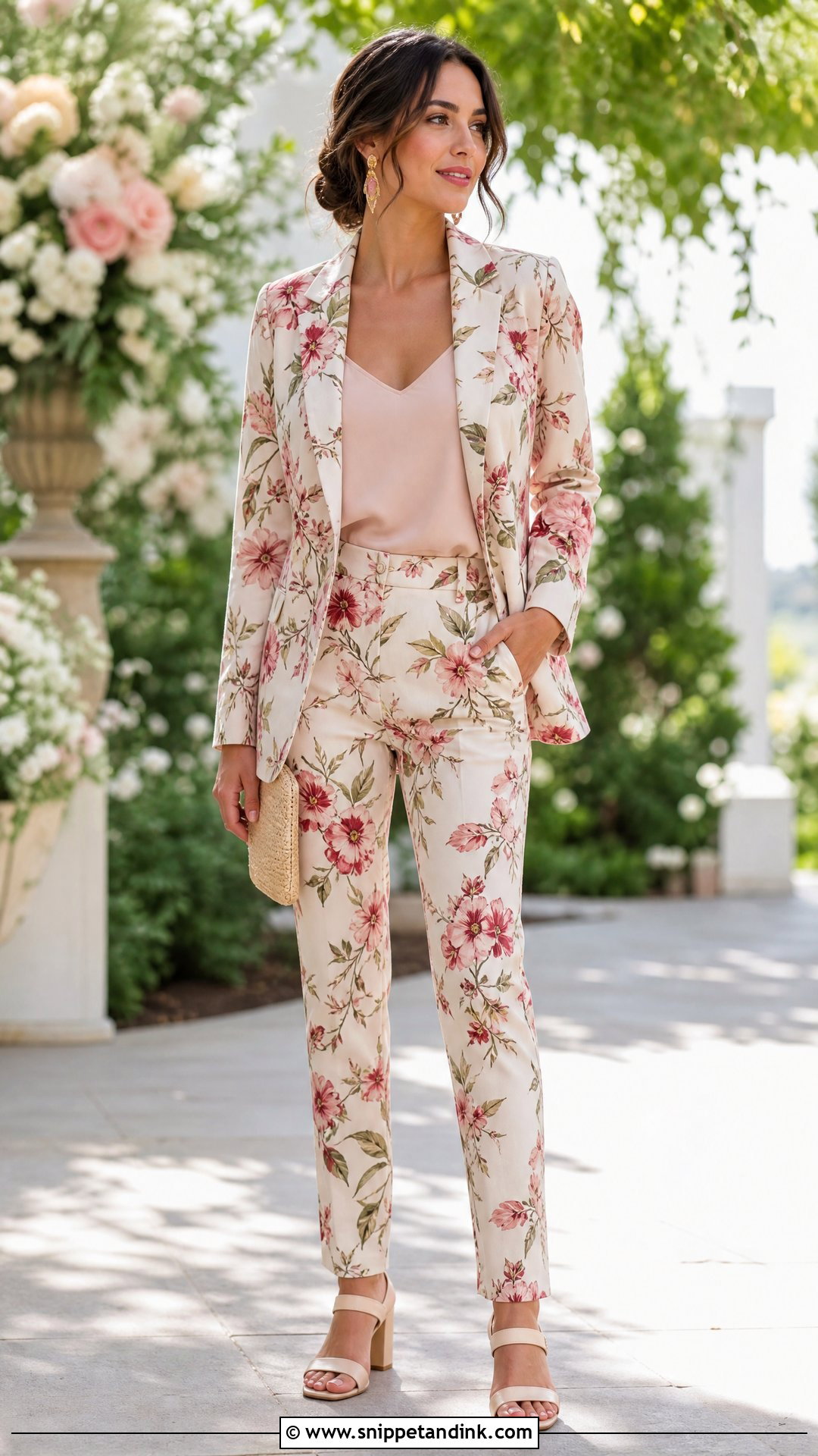 Floral Pant Suit for Garden Wedding - Snippet and Ink - 20 Pants Suits for Women Wedding