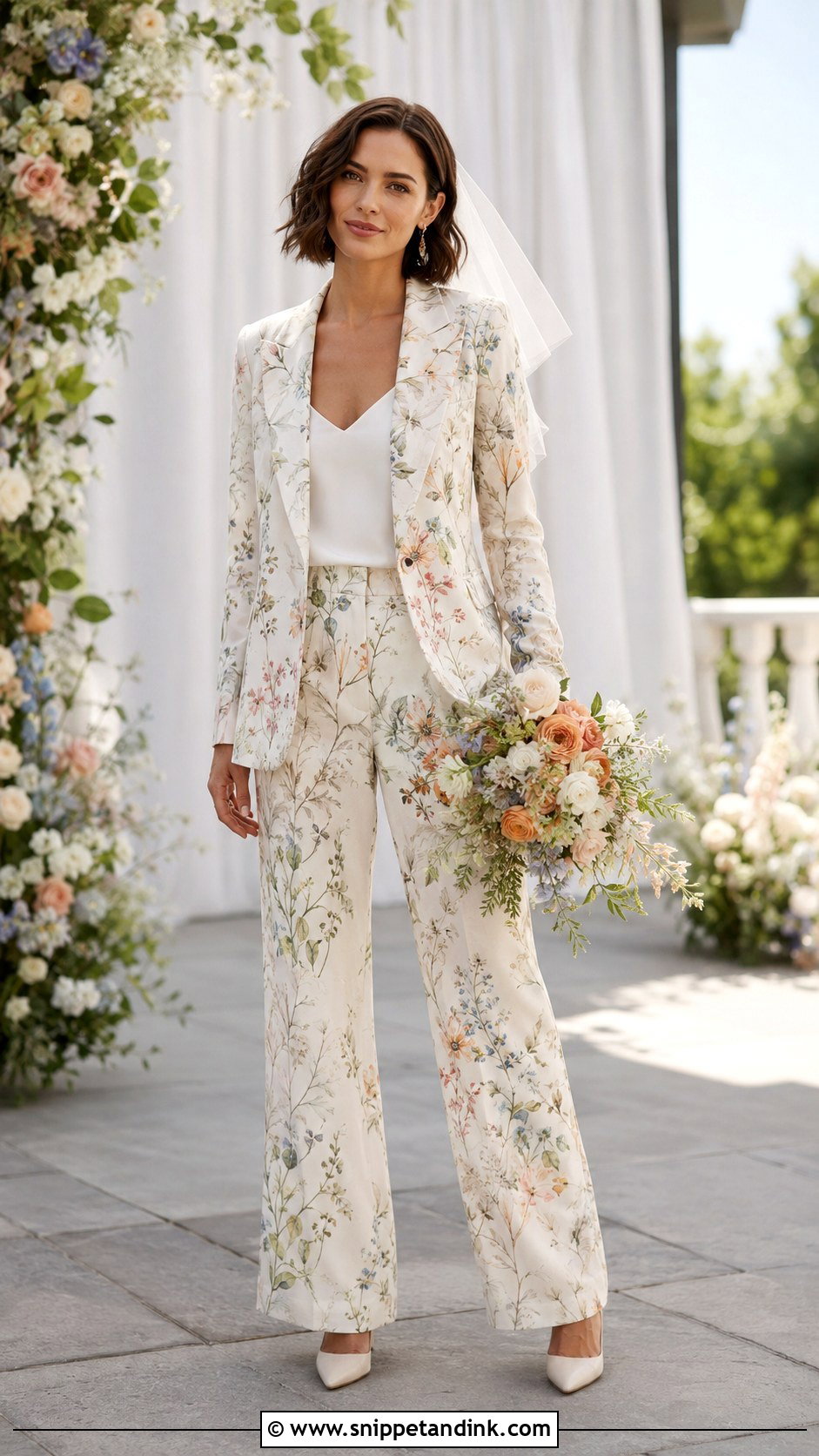 Floral Pantsuit Wedding Outfit - Snippet and Ink - 20 Alternative Wedding Outfit Ideas