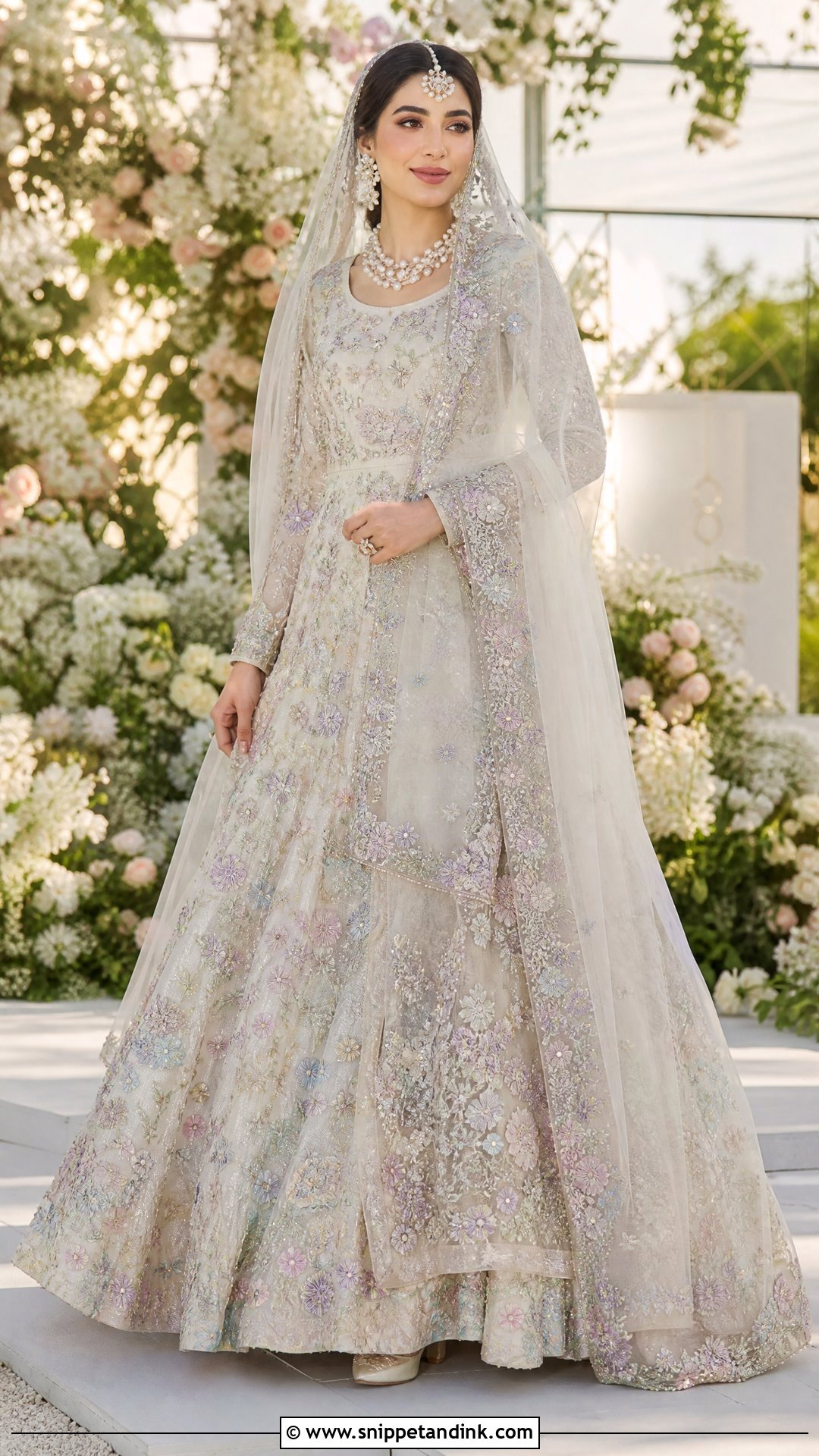 Floral Pastel Lehenga Nikah Dress - Snippet and Ink - 20 Pakistani Bridal Nikah Dress Ideas