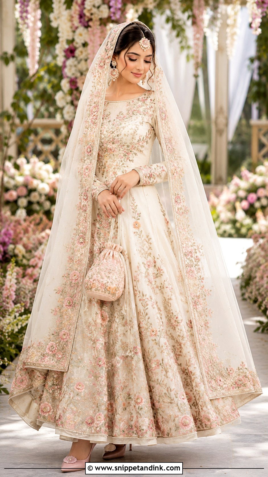 Floral Pastel Lehenga Nikah Dress - Snippet and Ink - 20 Nikah Dress for Bride Ideas