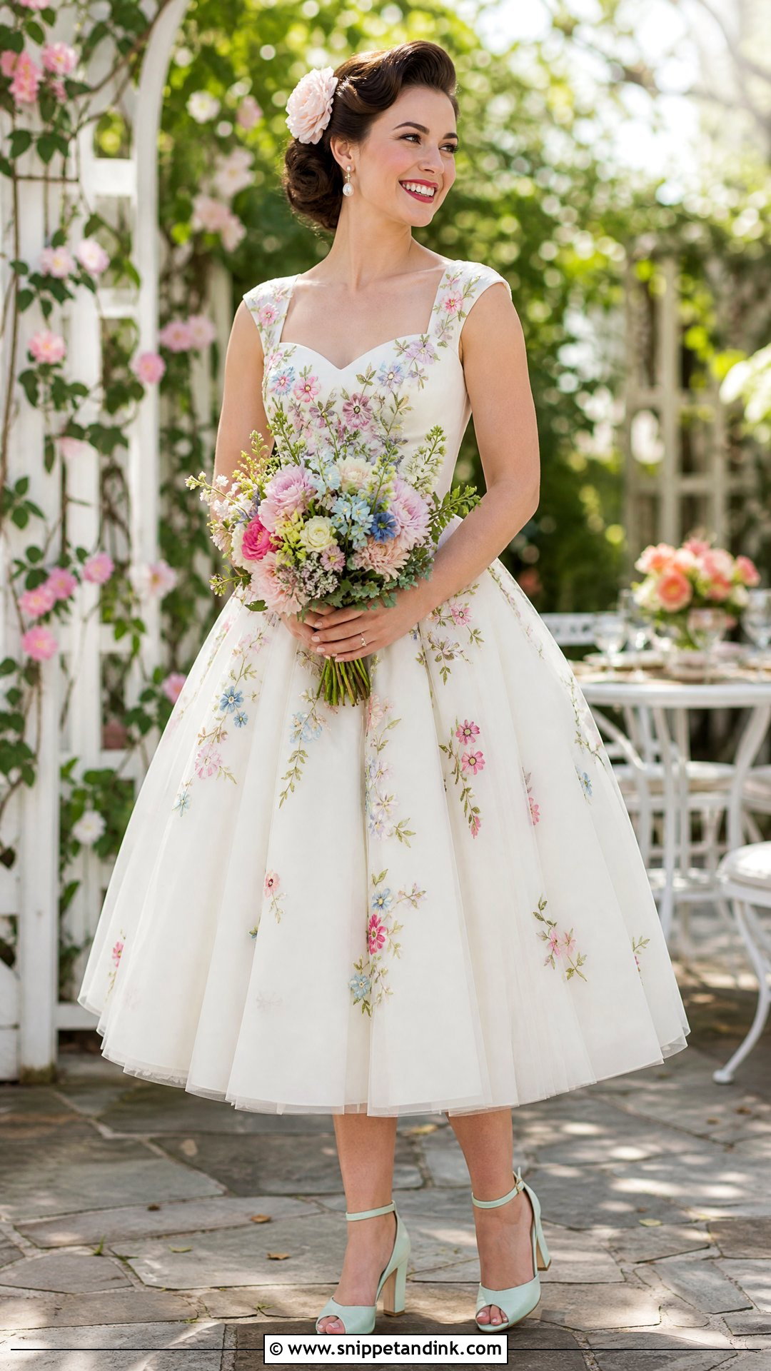 Floral Pin Up Wedding Dress - Snippet and Ink - 20 Pin Up Wedding Dress Ideas
