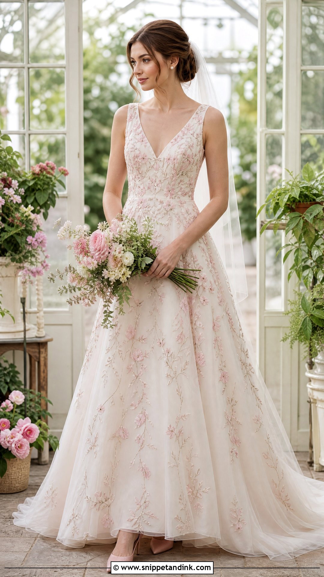 Floral Pink Wedding Gown - Snippet and Ink - 20 Pink Wedding Gowns
